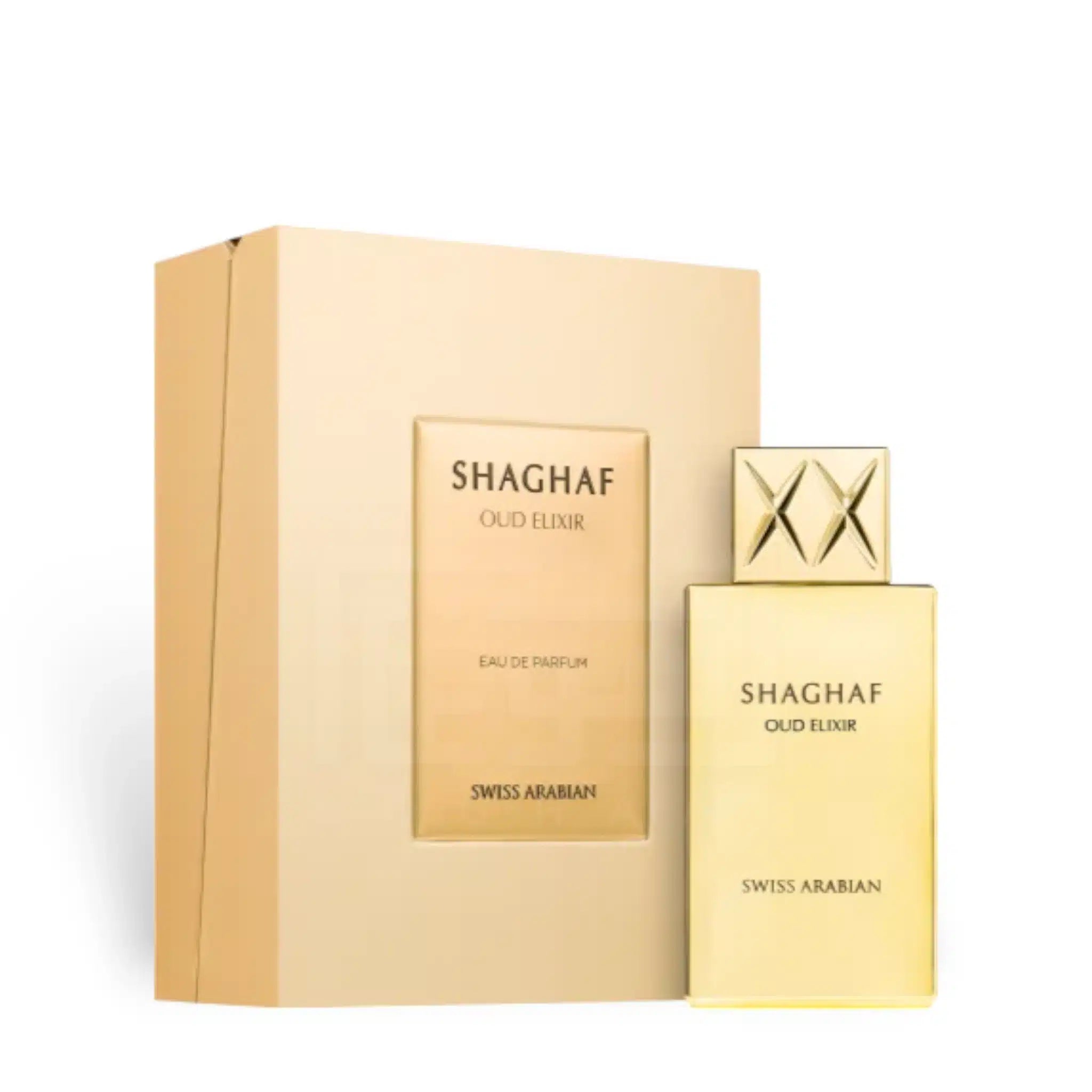 Shaghaf Oud Elixir 75ml Eau de Parfum by Swiss Arabian bottle and box