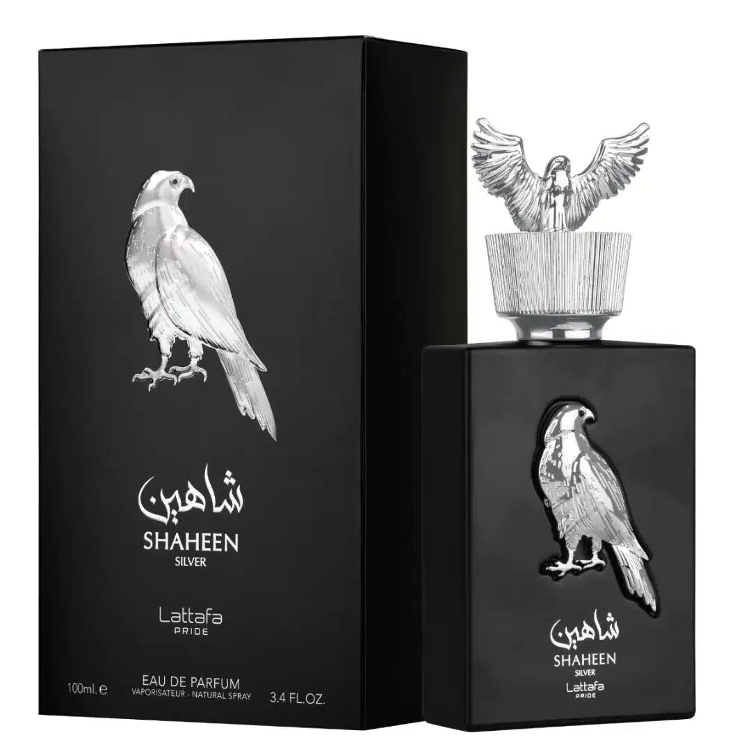 Shaheen Silver 100ml Eau de Parfum by Lattafa Pride fragrance bottle
