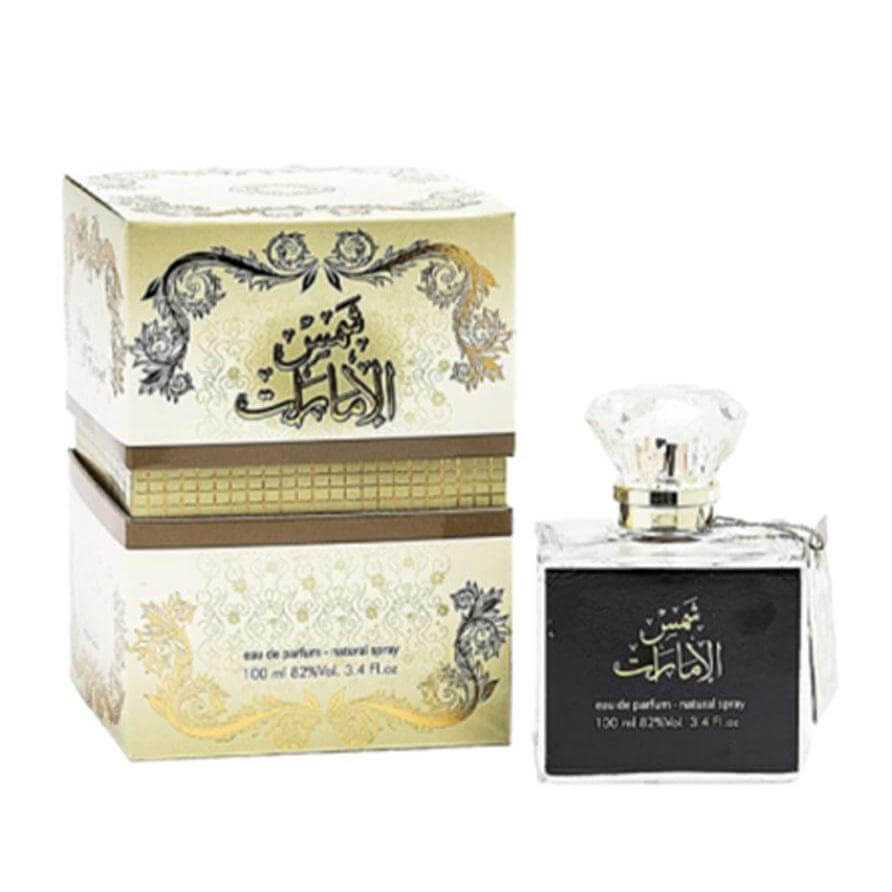 Shams Al Emarat 100ml Eau de Parfum by Ard Al Zaafaran bottle and box