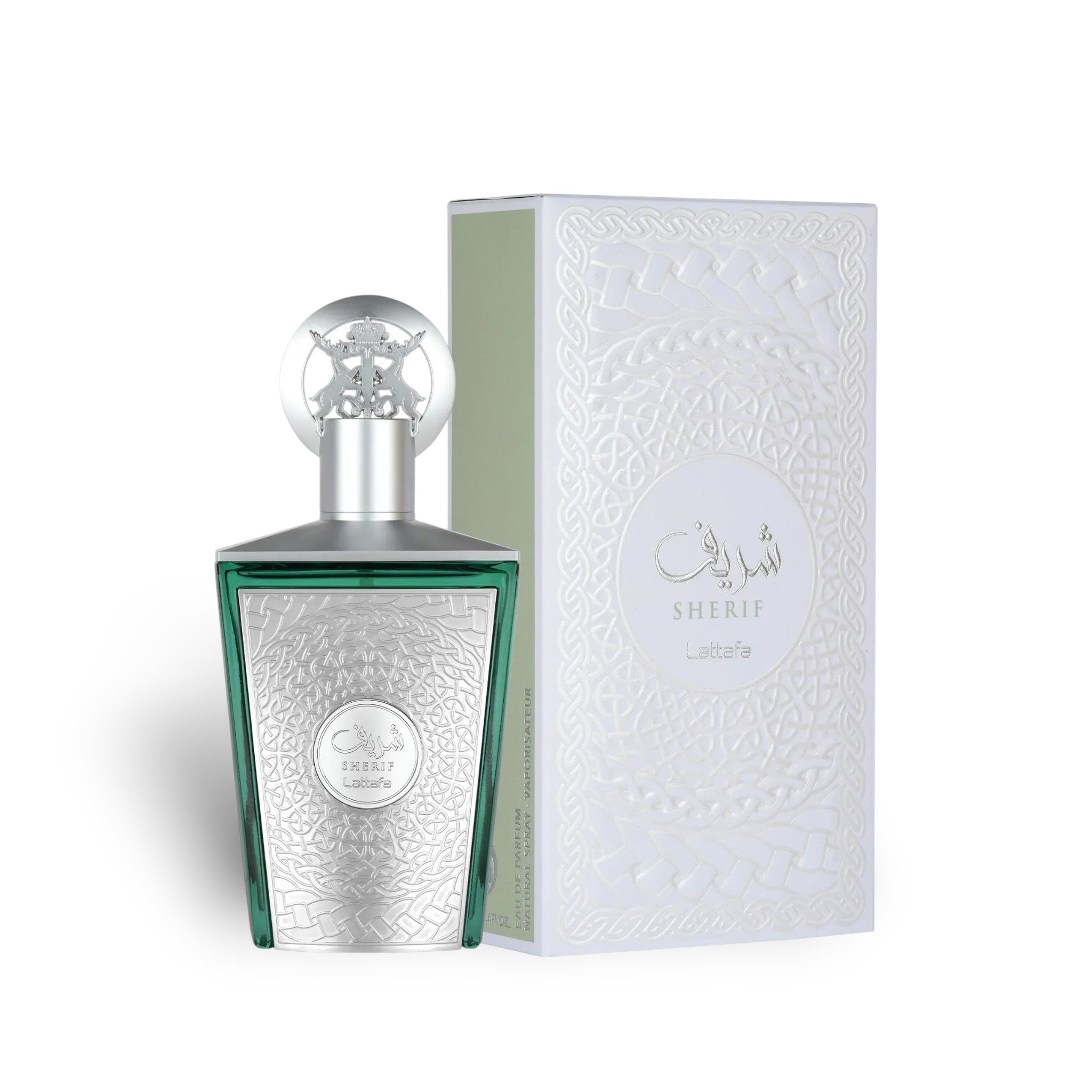 Sherif 100ml Eau de Parfum by Lattafa bottle and box