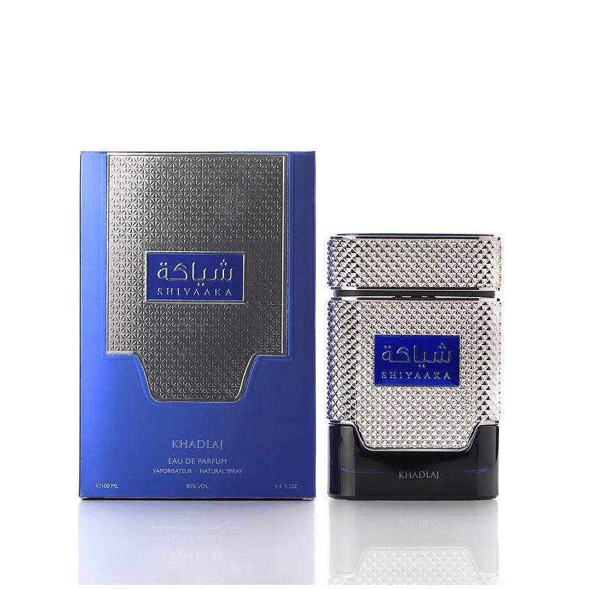 Shiyaaka Blue 100ml Eau de Parfum by Khadlaj bottle and box