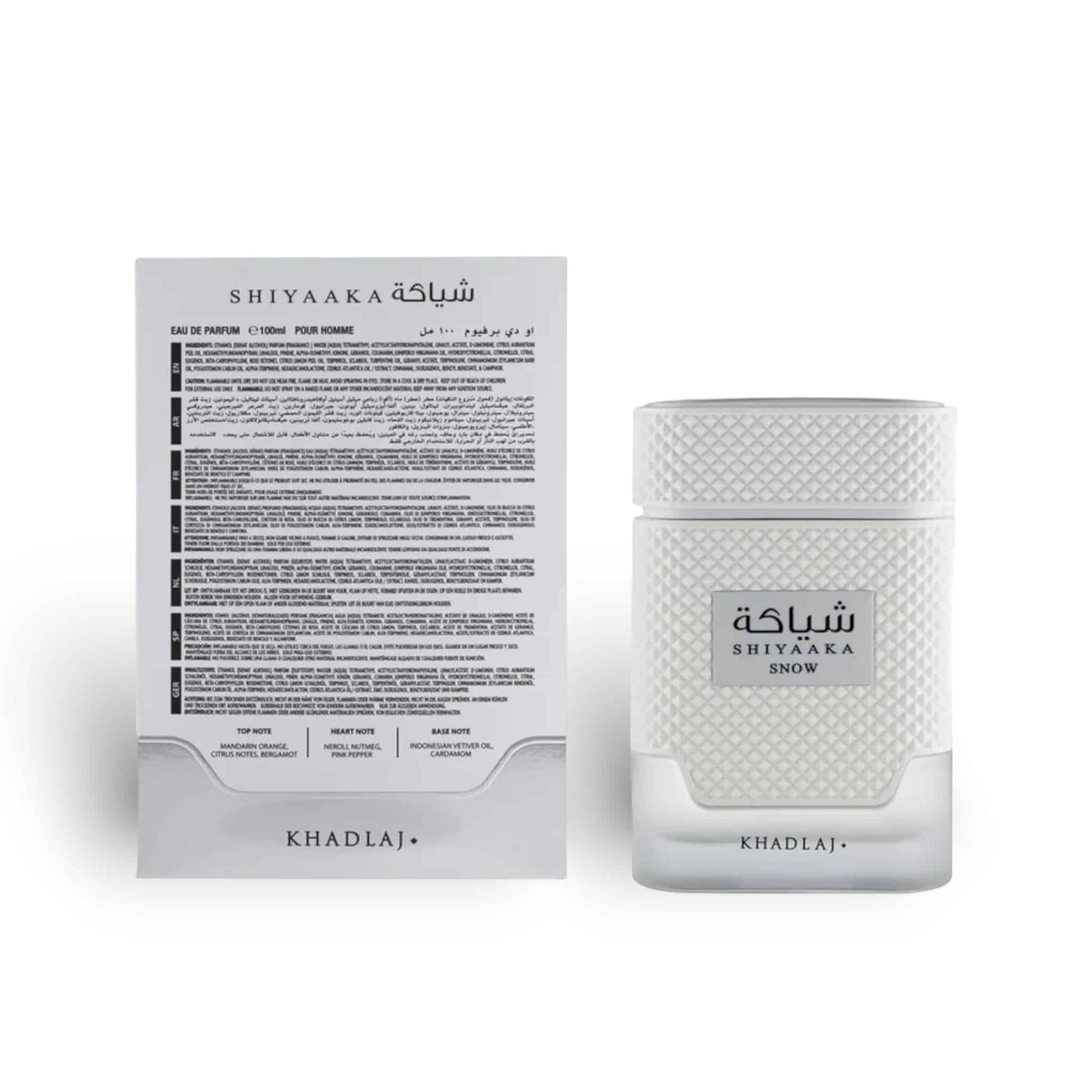 Shiyaaka Snow Special Edition 100ml Eau de Parfum by Khadlaj perfume bottle close up