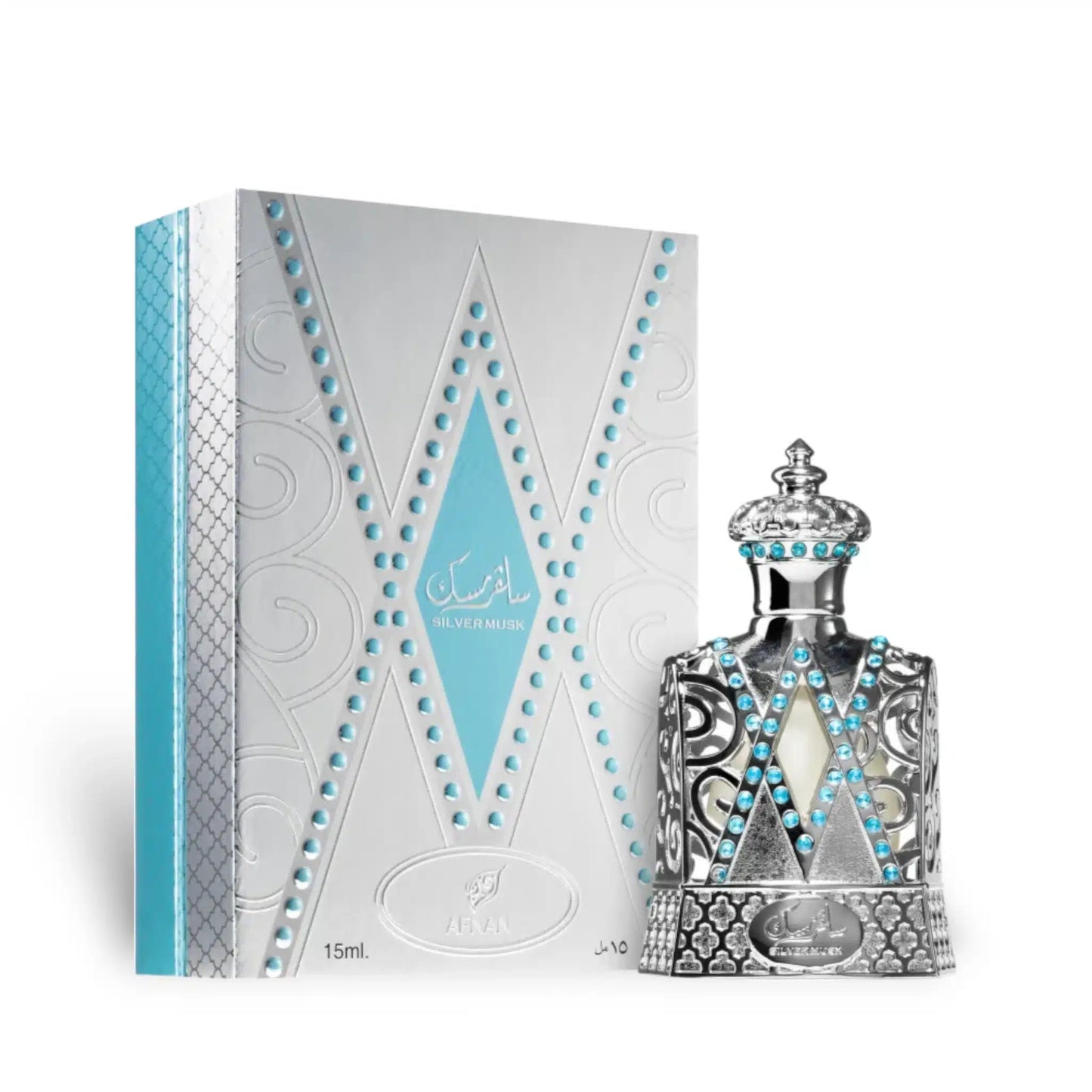 Silver Musk Concentrated 25ml Perfume Oil by Afnan perfume oil bottle