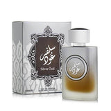 Silver Oud 100ml Eau de Parfum by Asdaaf bottle and box