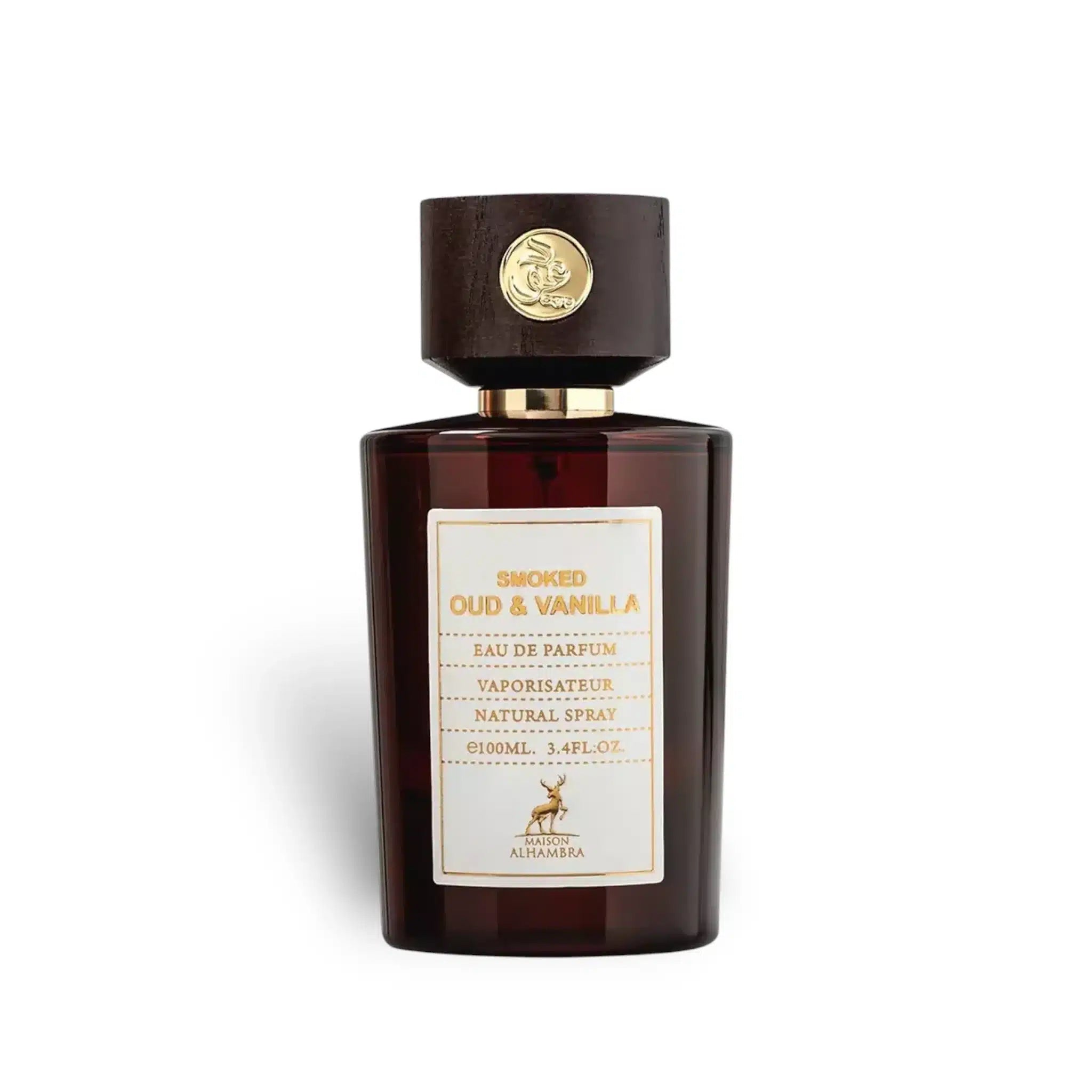 Smoked Oud & Vanilla 100ml Eau de Parfum by Maison Alhambra fragrance packaging front view