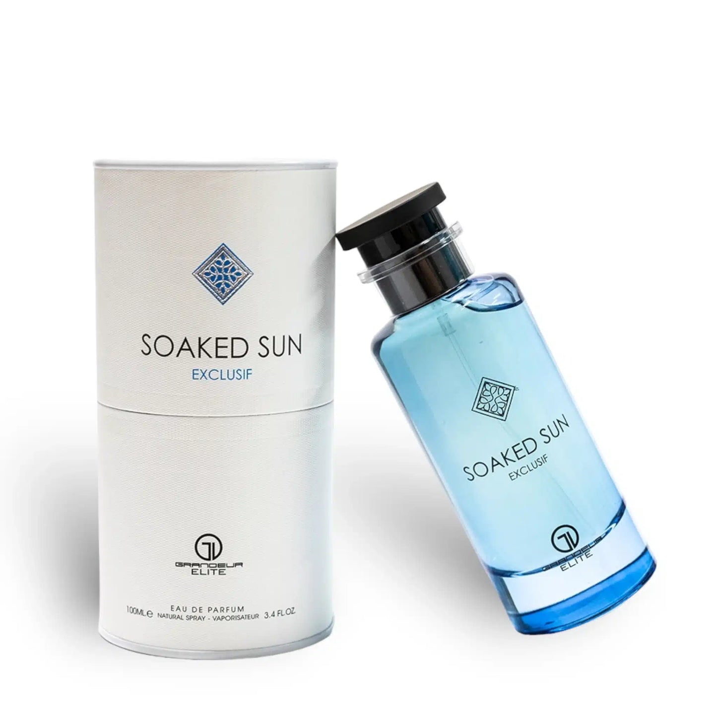 Soaked Sun Exclusif 100ml Eau de Parfum by Grandeur Elite perfume bottle close up