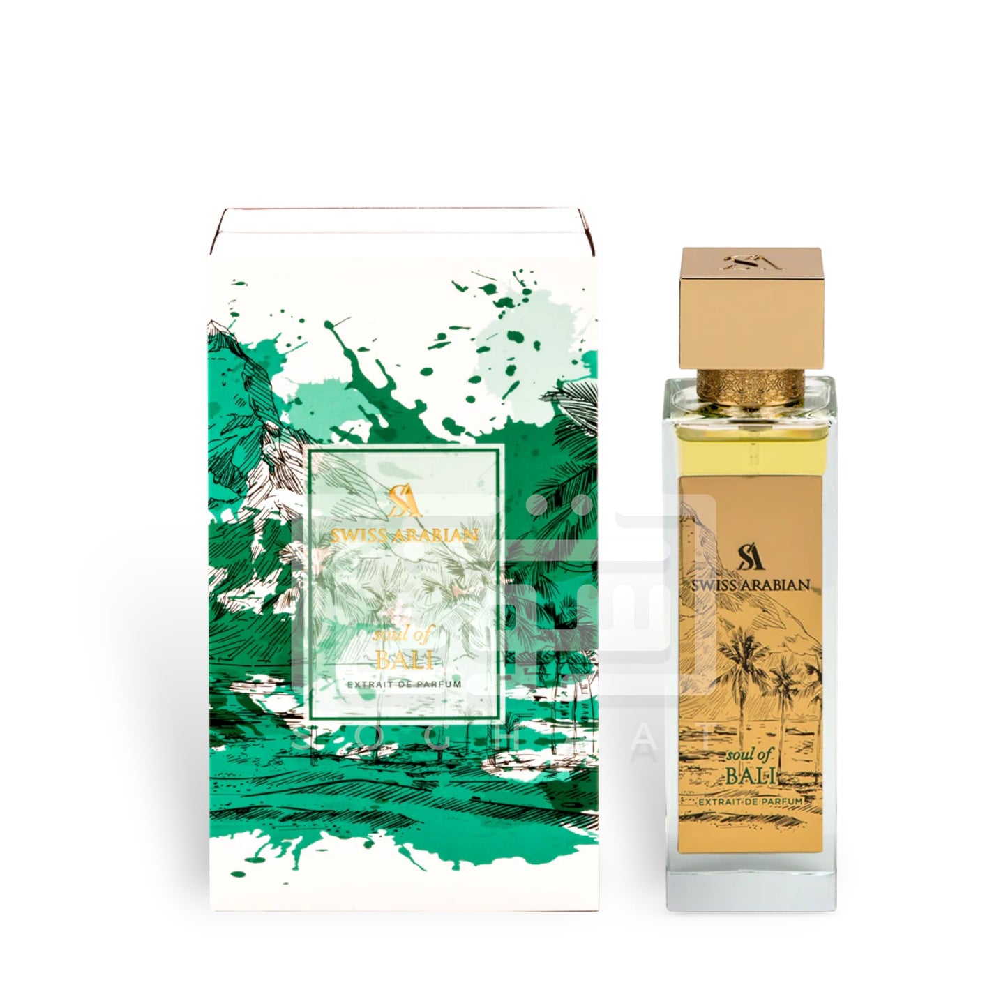 Soul of Bali 100ml Extrait de Parfum by Swiss Arabian bottle and box