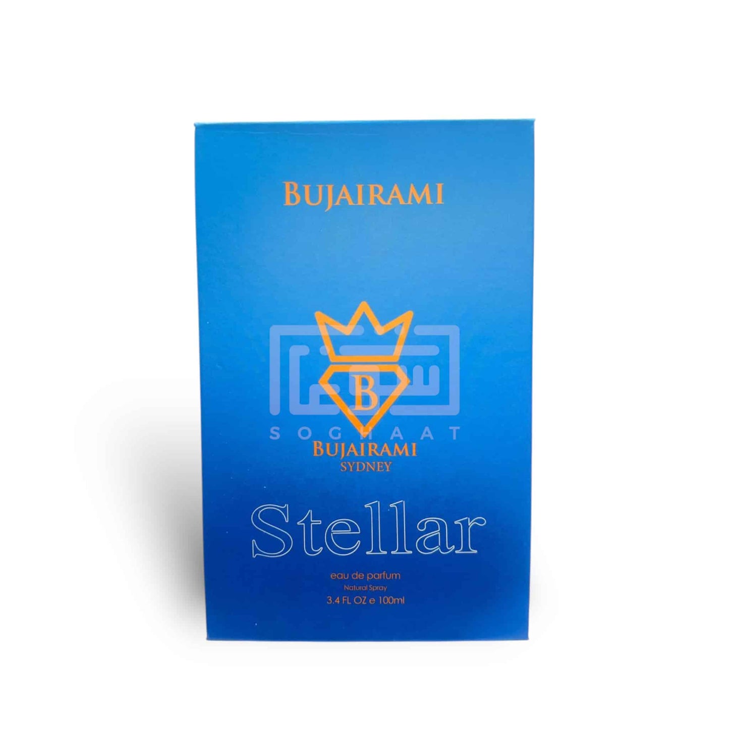 Stellar 100ml Eau de Parfum by Bujairami perfume bottle close up