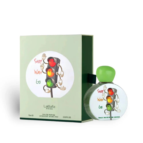 Stop Wait Go 75ml Eau de Parfum by Lattafa Pride bottle and box