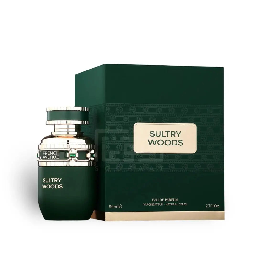 Sultry Woods 80ml Eau de Parfum by French Avenue bottle and box