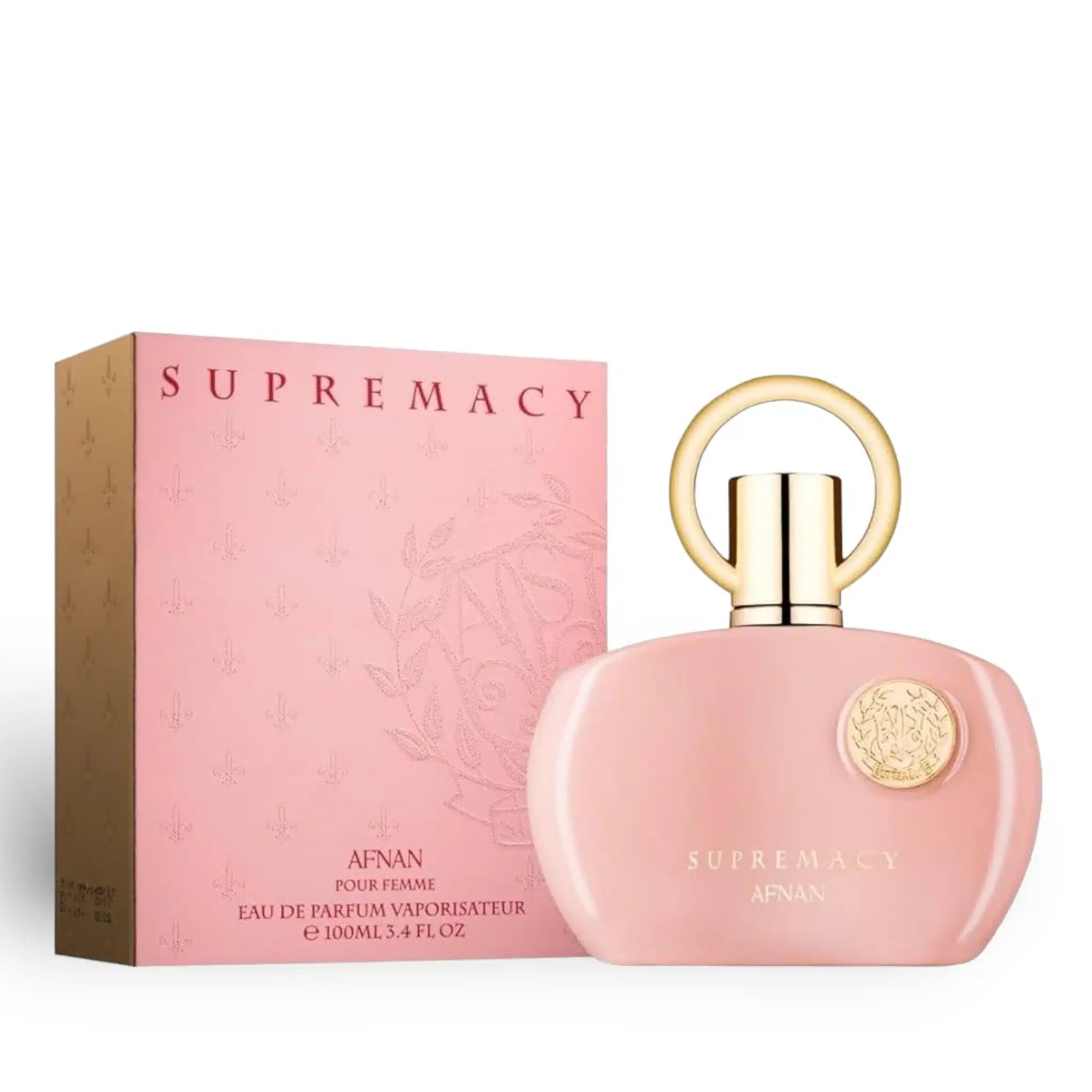 Supremacy Pink 100ml Eau de Parfum by Afnan bottle and box