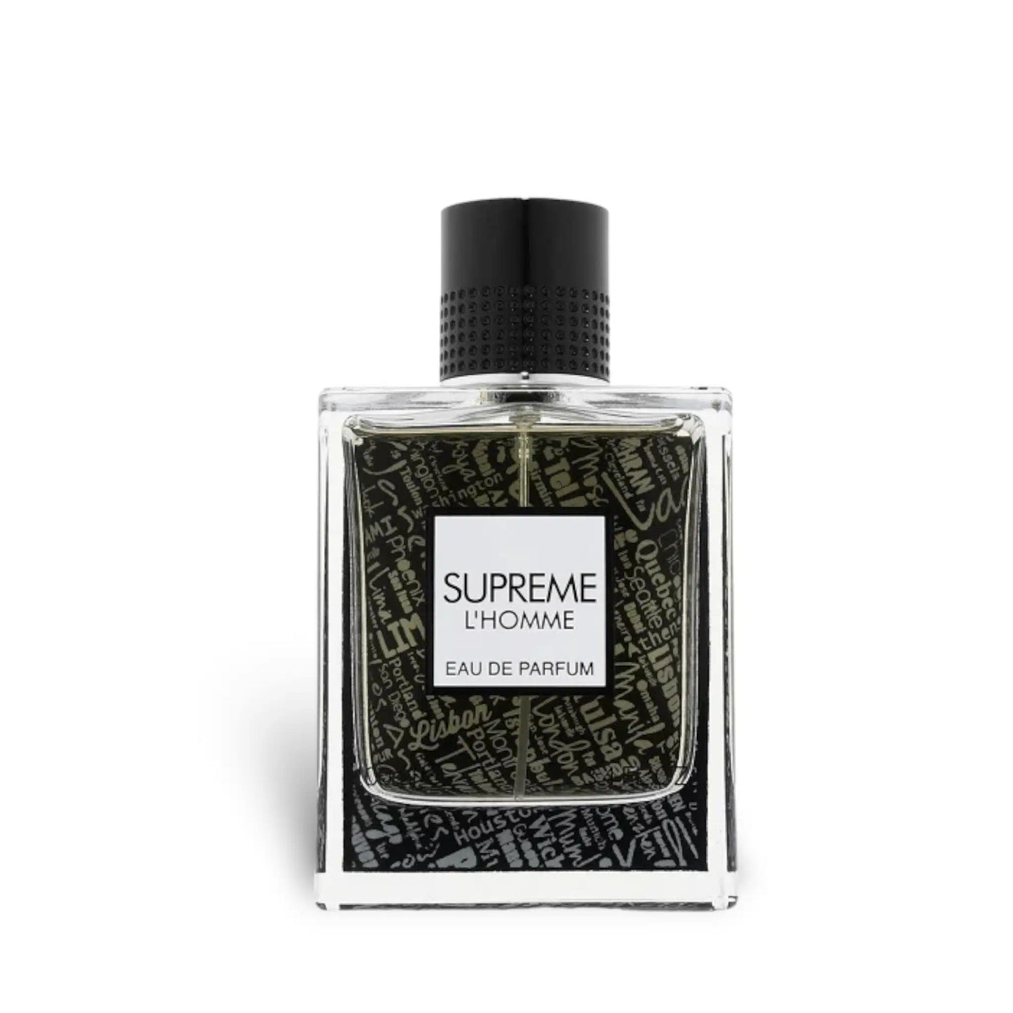 Supreme L'Homme 100ml Eau de Parfum by Fragrance World fragrance packaging front view