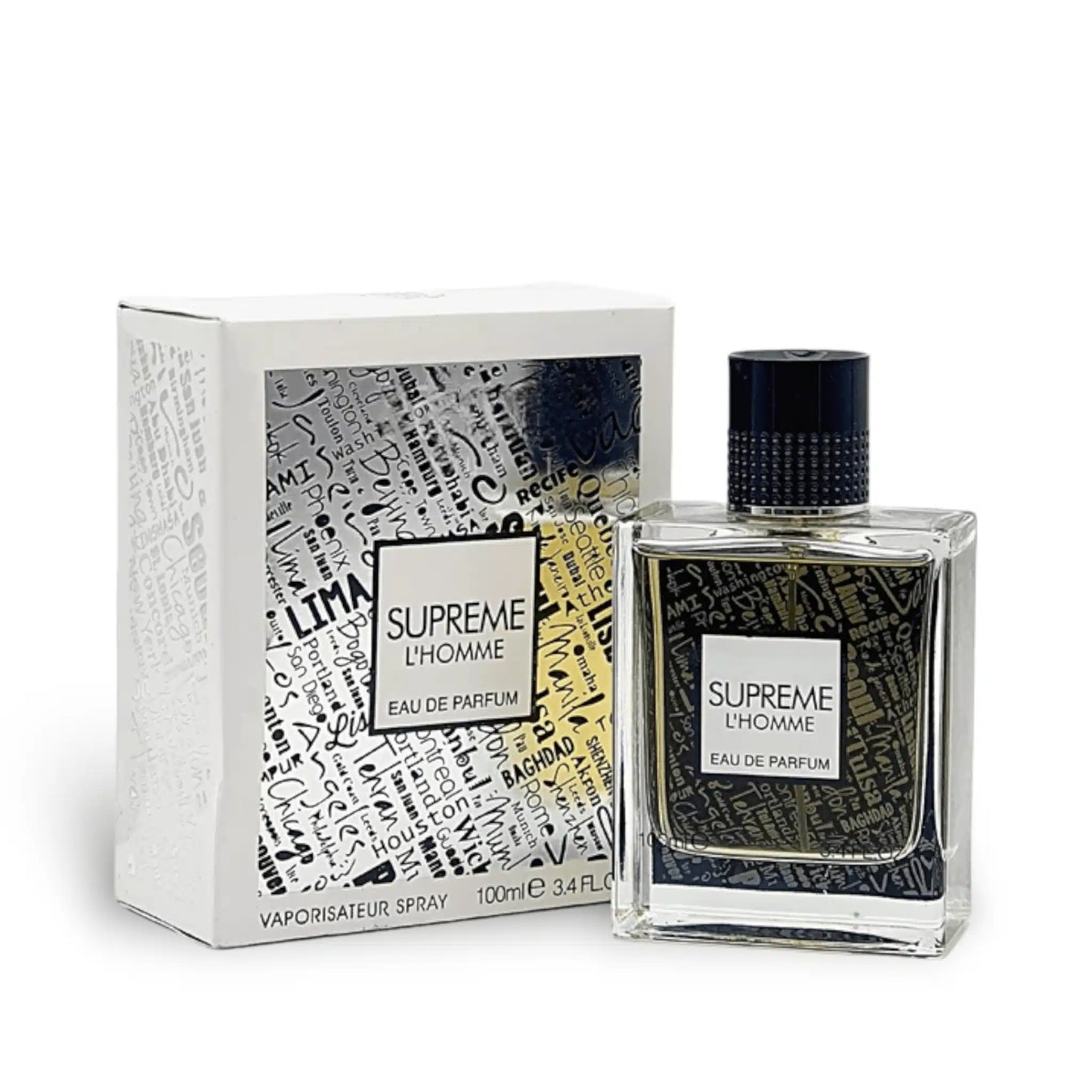 Supreme L'Homme 100ml Eau de Parfum by Fragrance World bottle and box