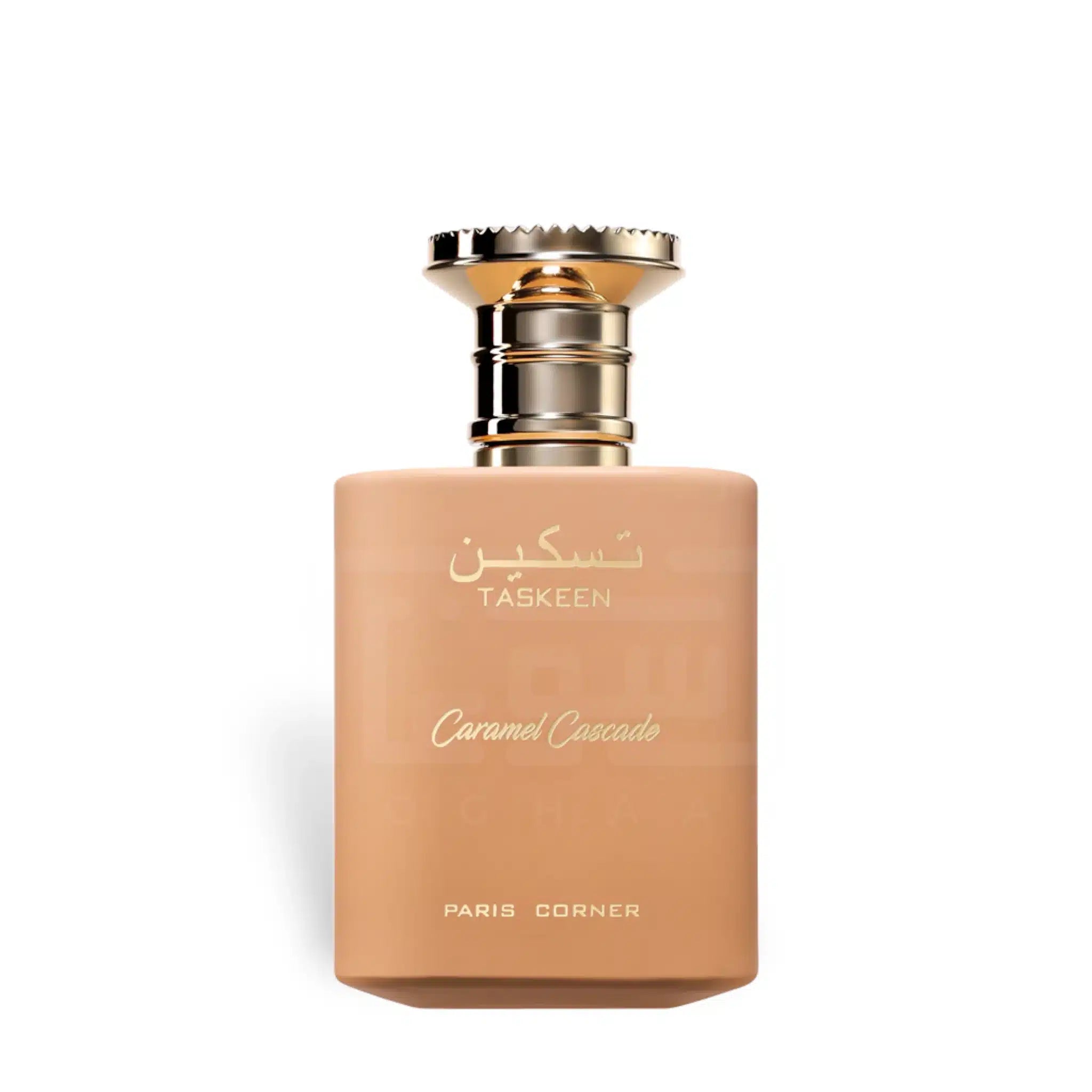 Taskeen Caramel Cascade 100ml Eau de Parfum by Paris Corner fragrance packaging front view
