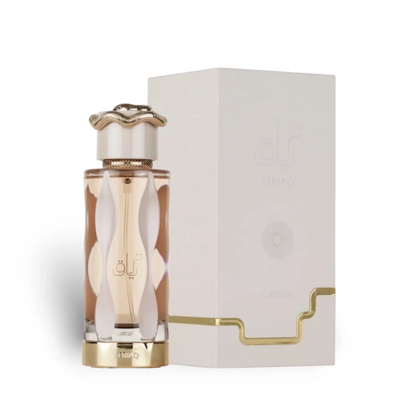 Teriaq 100ml Eau de Parfum by Lattafa bottle and box