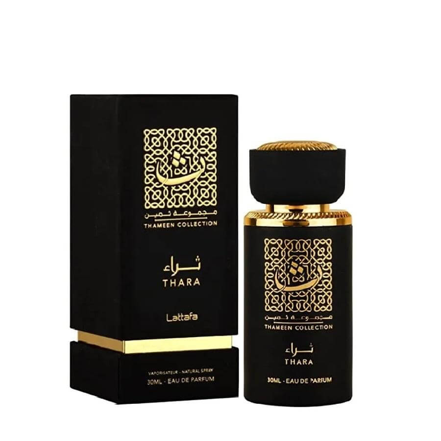Thara (Thameen Collection) 30ml Eau de Parfum by Lattafa bottle and box
