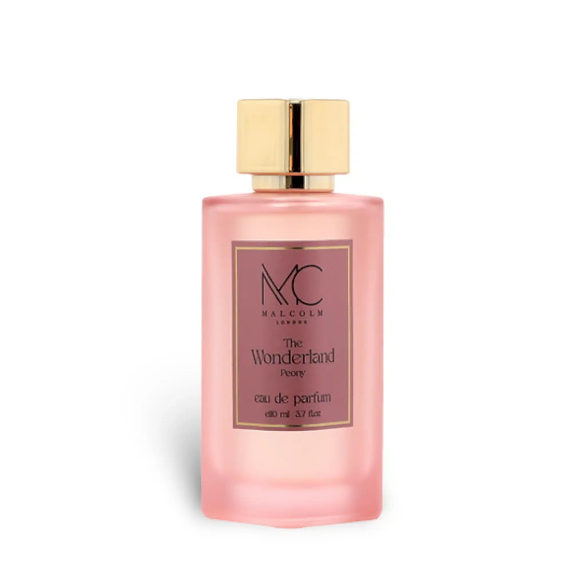 The Wonderland Peony 110ml Eau de Parfum by Malcolm London fragrance packaging front view