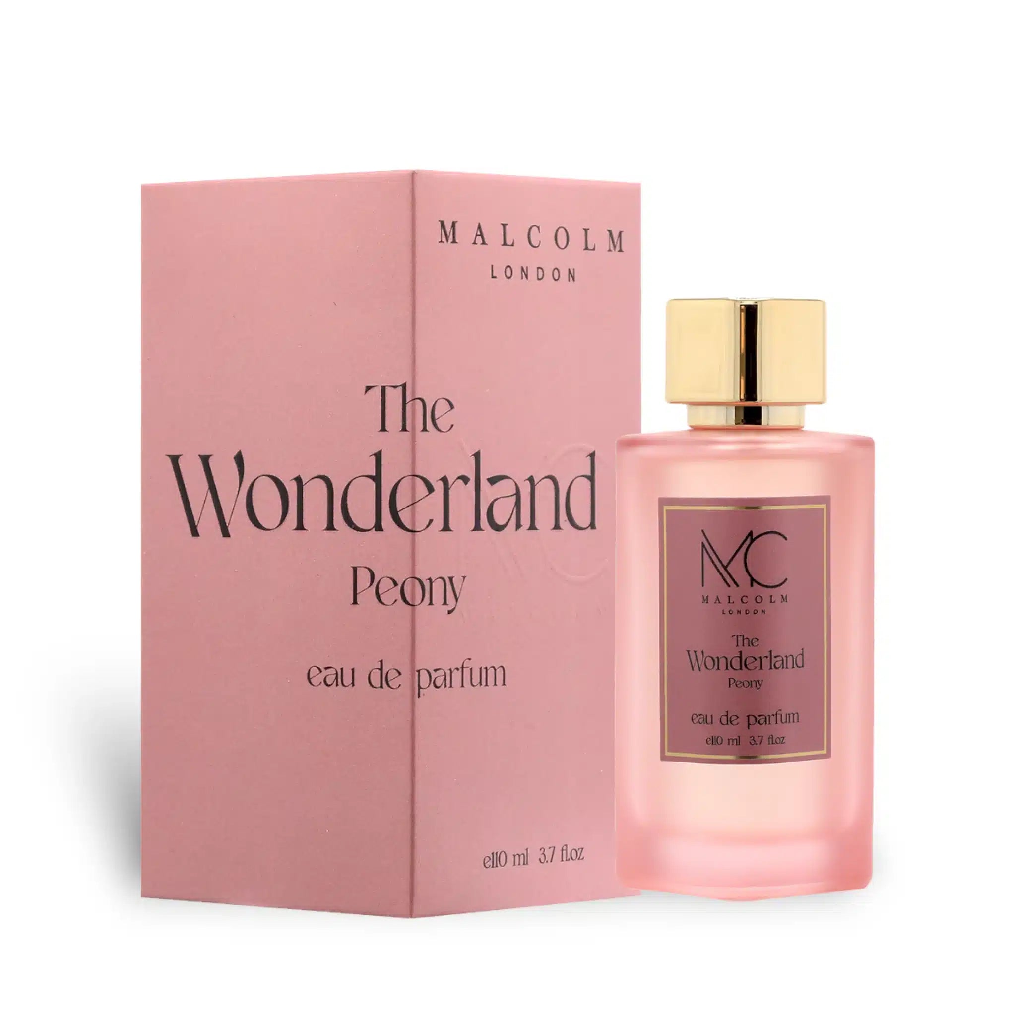 The Wonderland Peony 110ml Eau de Parfum by Malcolm London bottle and box