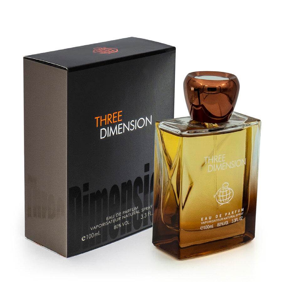 Three Dimensions 100ml Eau de Parfum by Fragrance World bottle and box
