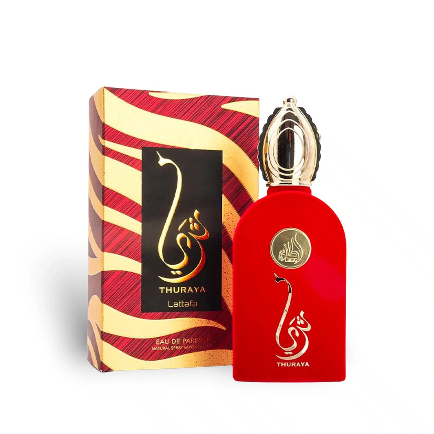 Thuraya 100ml Eau de Parfum by Lattafa bottle and box