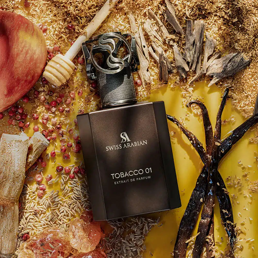 Tobacco 01 50ml Extrait de Parfum by Swiss Arabian bottle and box