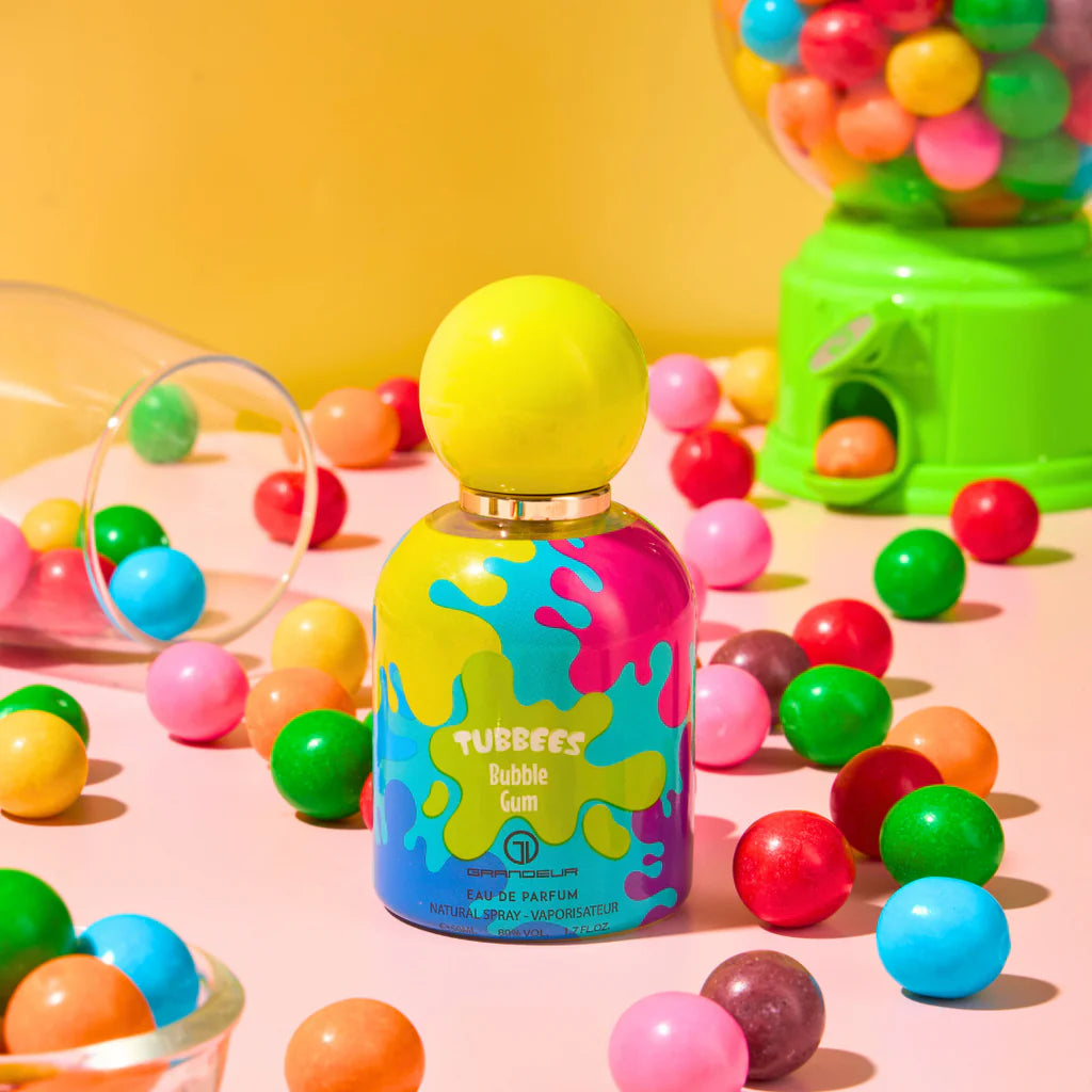 Tubbees Bubble Gum 50ml Eau de Parfum by Grandeur Perfumes perfume bottle close up