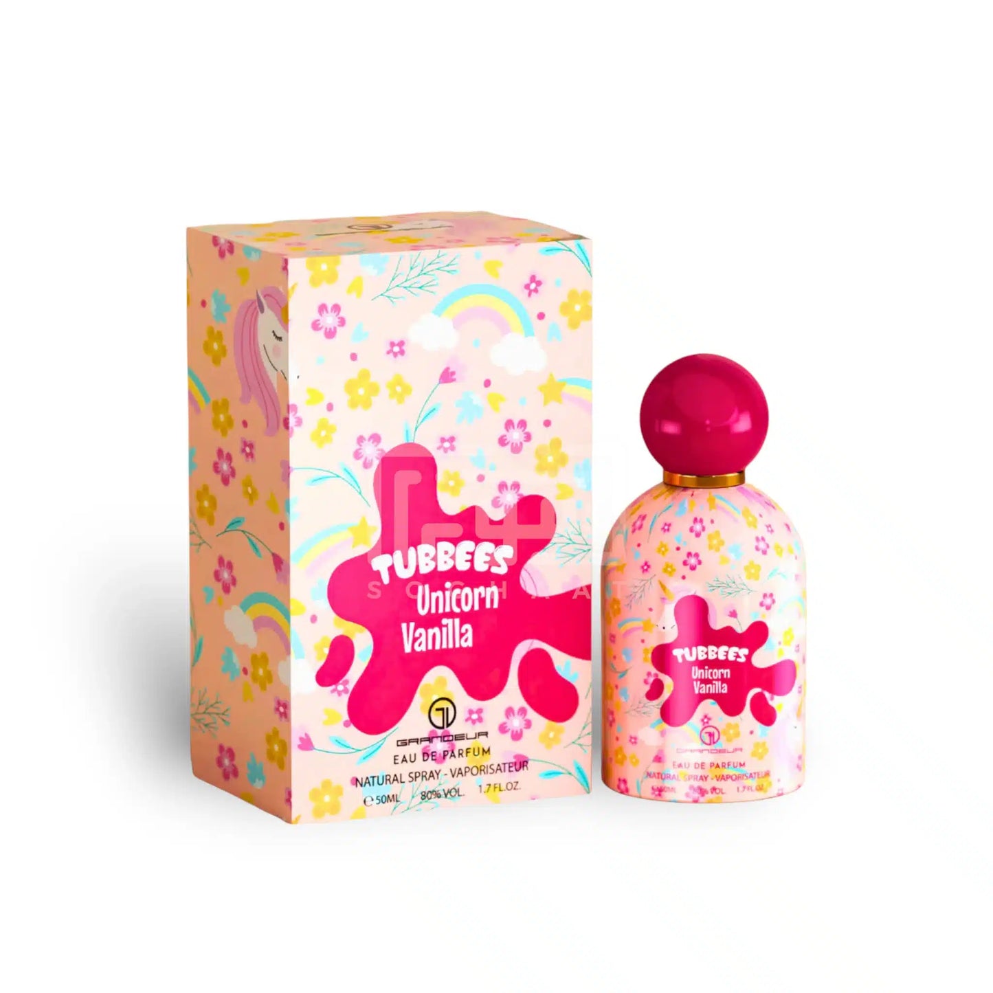 Tubbees Unicorn Vanilla 50ml Eau de Parfum by Grandeur Perfumes bottle and box