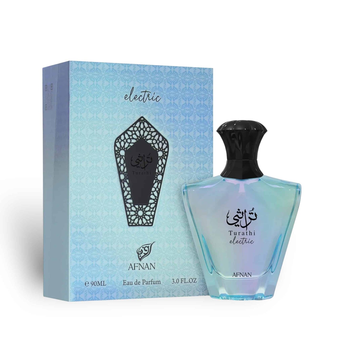 Turathi Electric 90ml Eau de Parfum by Afnan bottle and box
