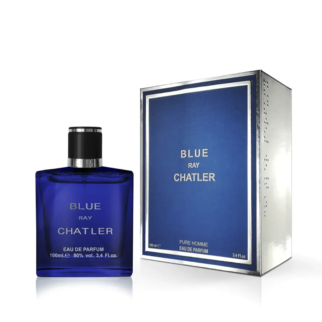 Blue Ray 100ml Eau de Parfum by Chatler bottle and box