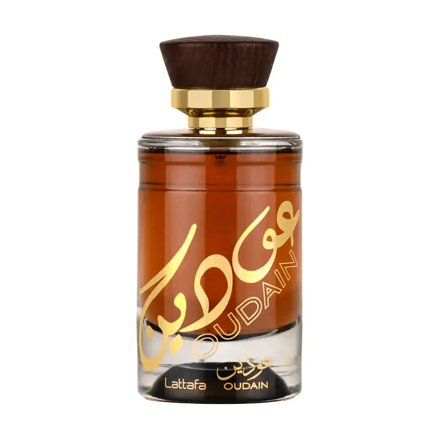 Oudain 100ml Eau de Parfum by Lattafa fragrance packaging front view