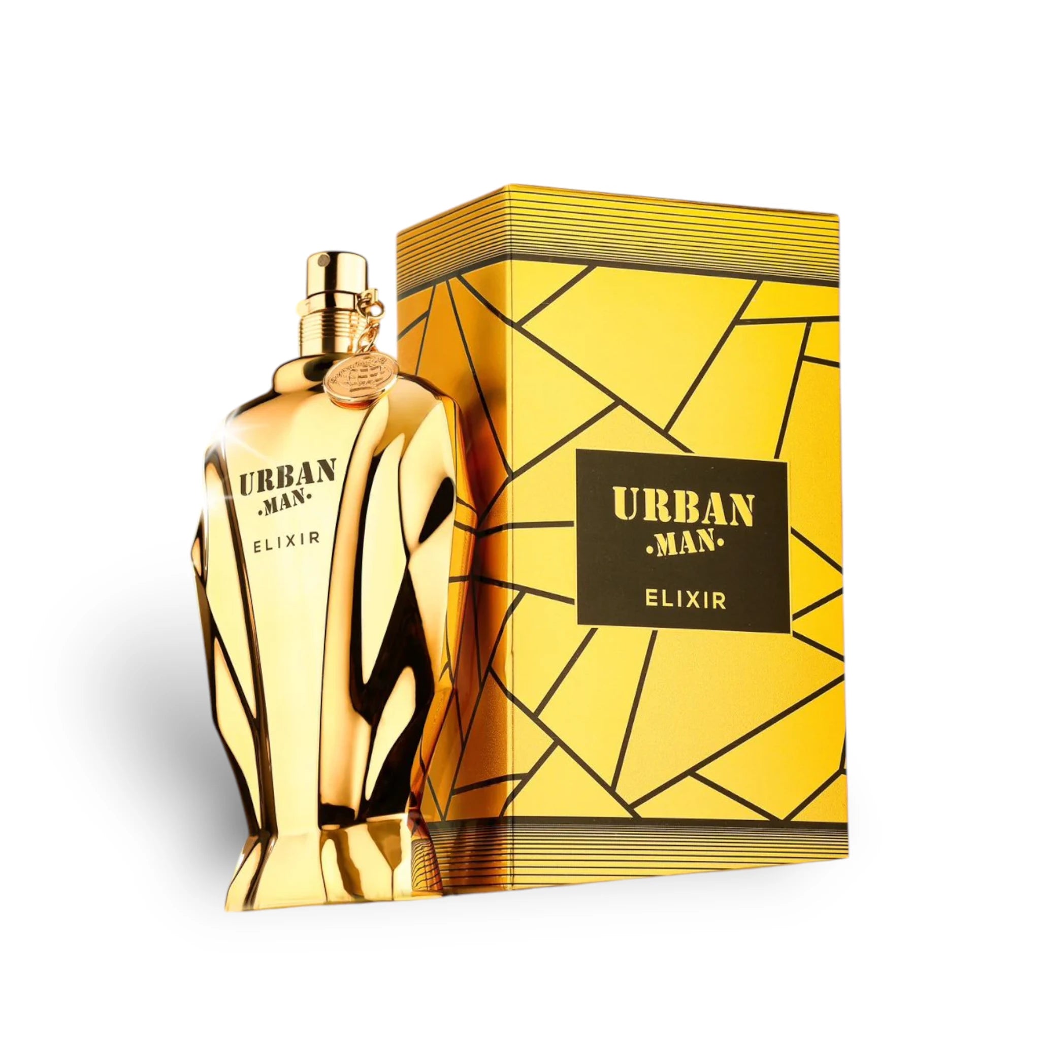 Urban Man Elixir 100ml Eau de Parfum by Fragrance World bottle and box