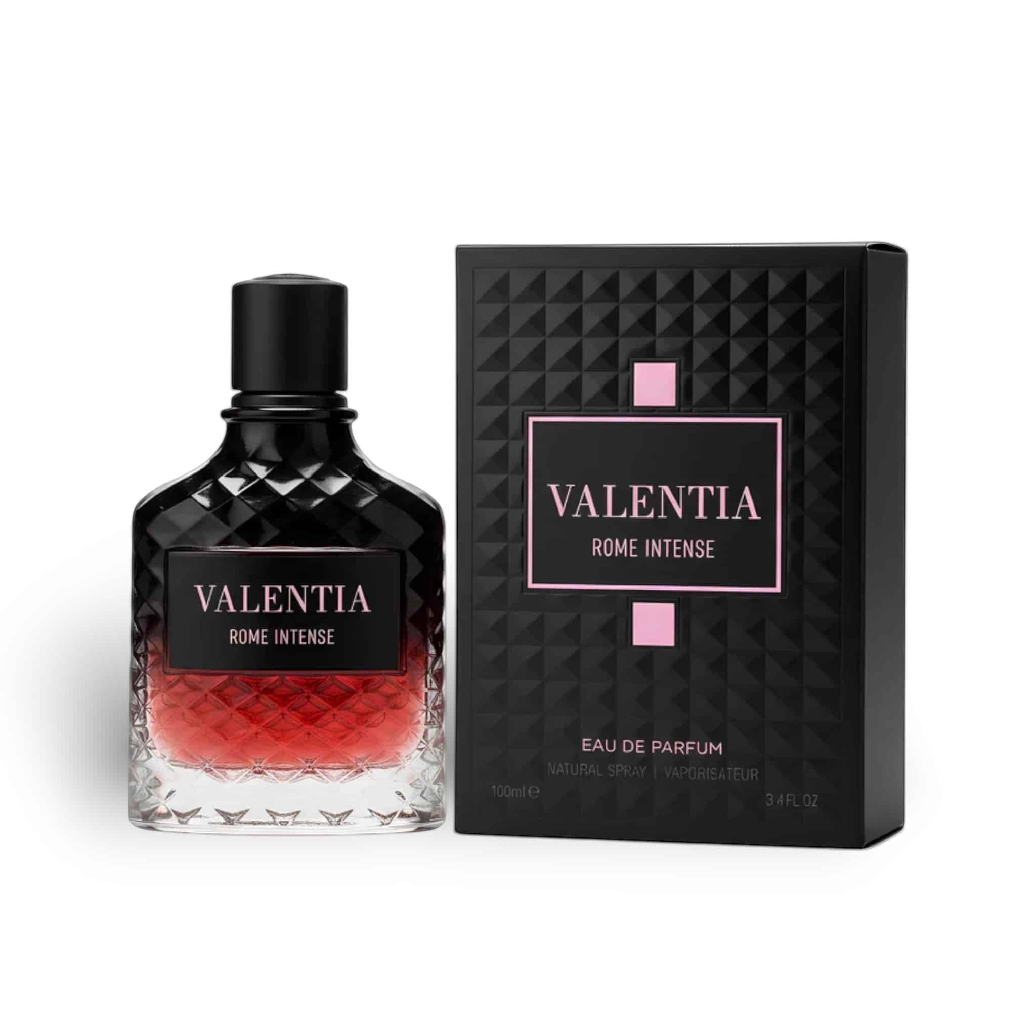 Valentia Rome Intense 100ml Eau de Parfum by Fragrance World bottle and box