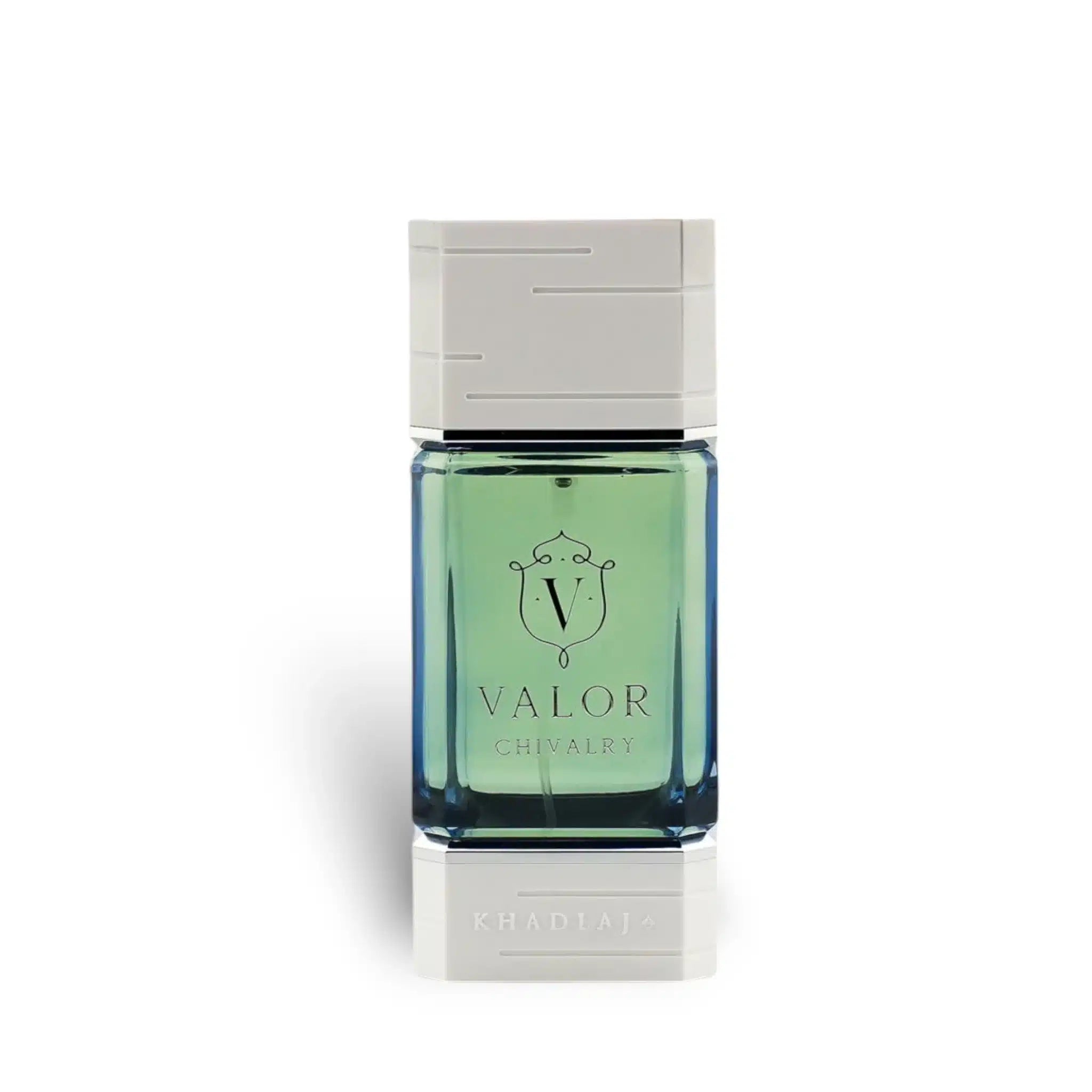 Valor Chivalry 100ml Eau de Parfum by Khadlaj perfume bottle close up