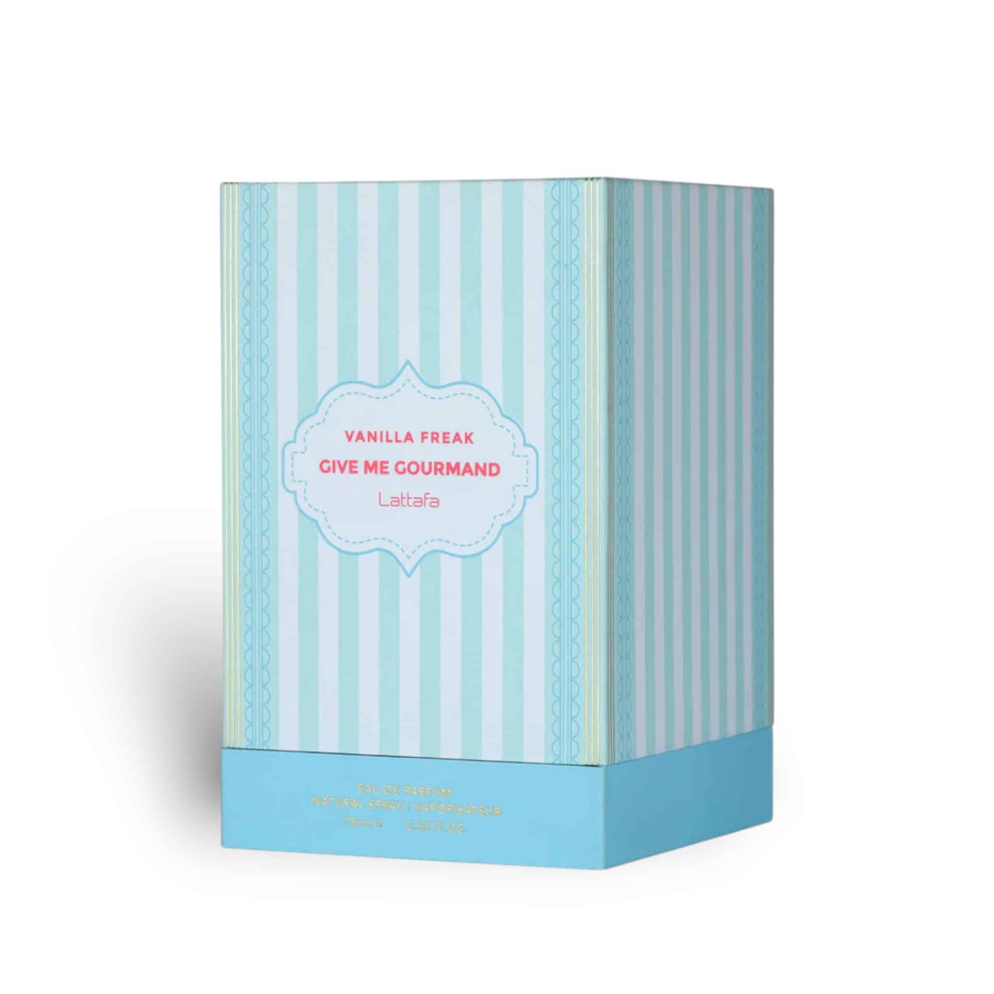 Vanilla Freak(Give Me Gourmand) 75ml Eau de Parfum by Lattafa perfume bottle close up