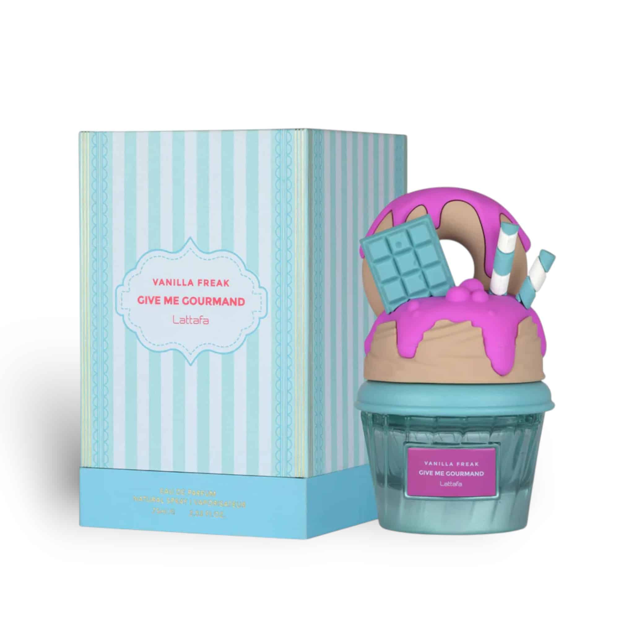 Vanilla Freak(Give Me Gourmand) 75ml Eau de Parfum by Lattafa bottle and box