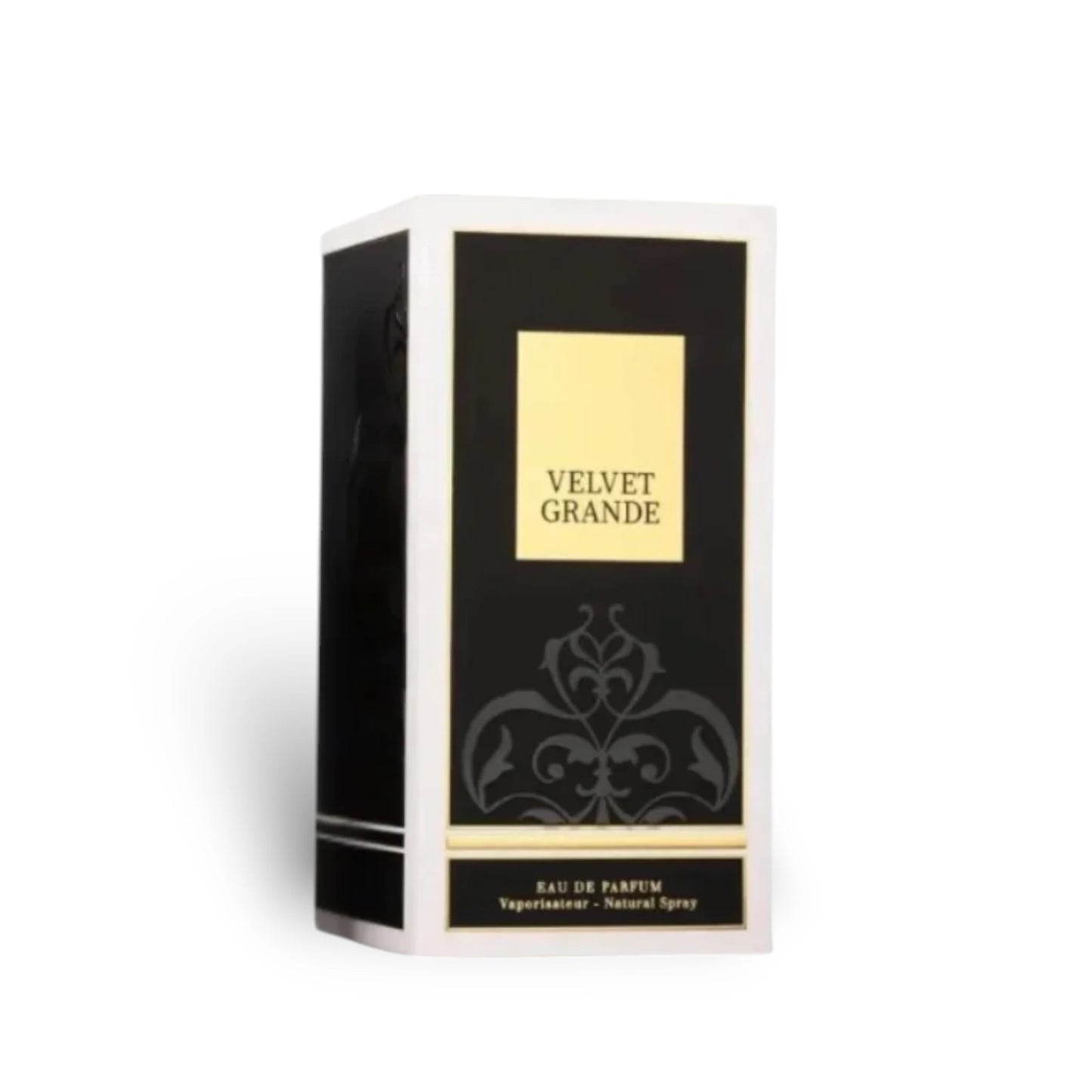 Velvet Grande 100ml Eau de Parfum by Fragrance World perfume bottle close up