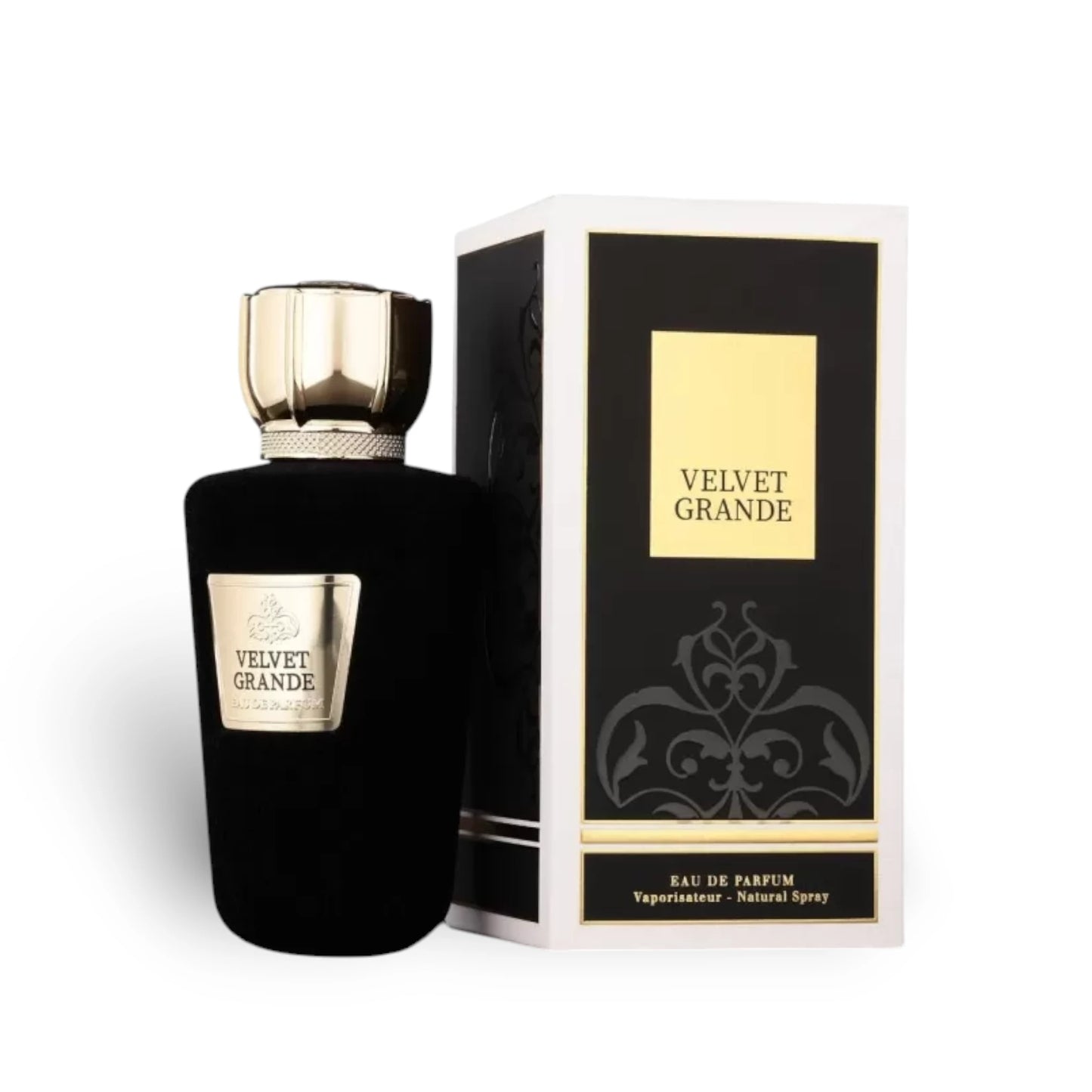 Velvet Grande 100ml Eau de Parfum by Fragrance World bottle and box