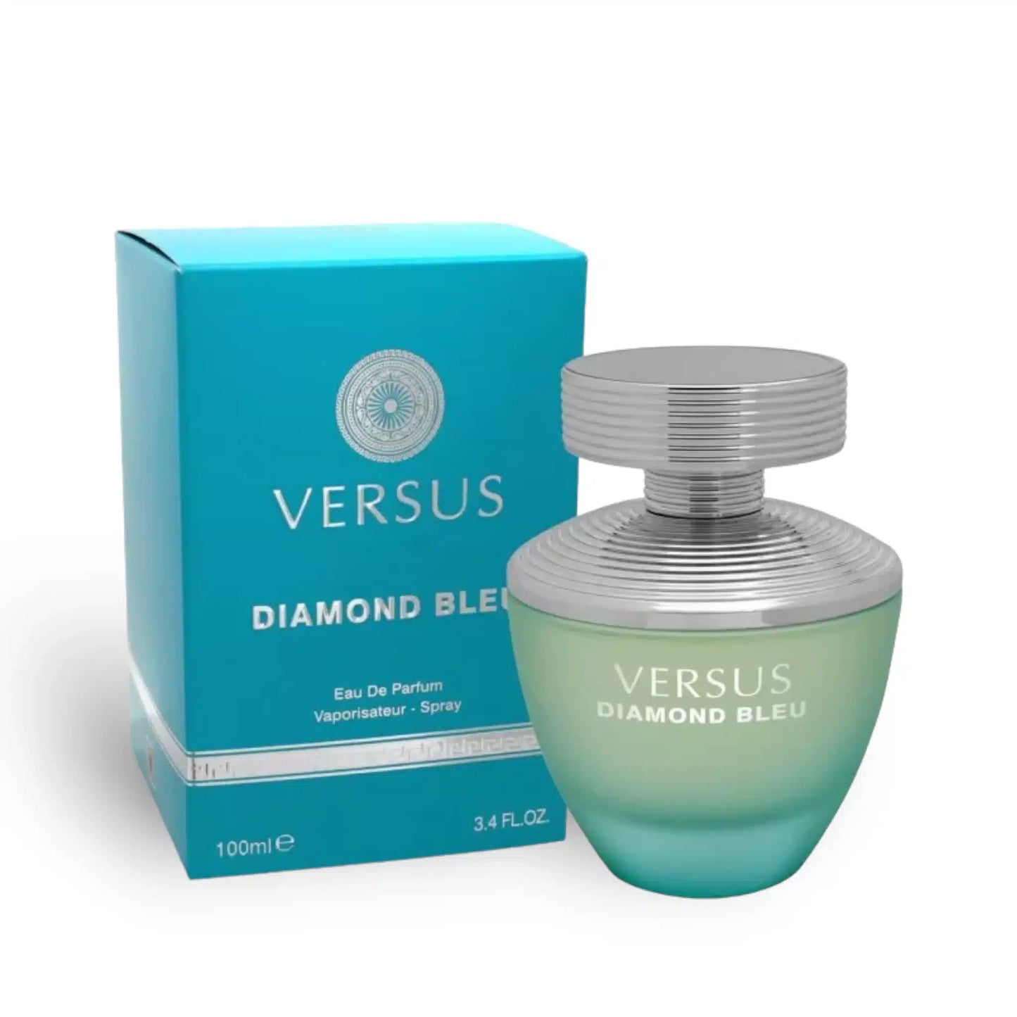 Versus Diamond Bleu 100ml Eau de Parfum by Fragrance World bottle and box