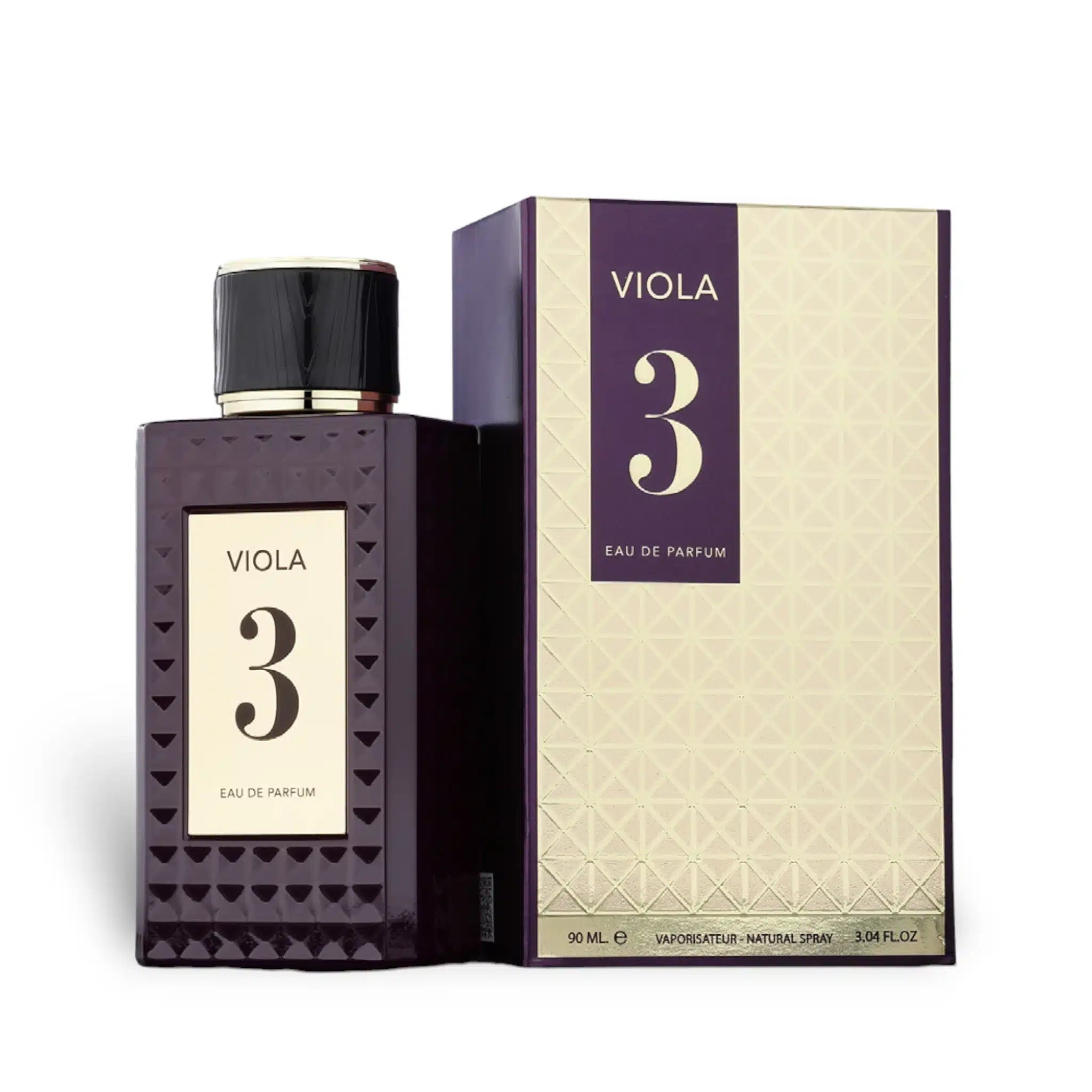 Viola 3 90ml Eau de Parfum by Fragrance World bottle and box