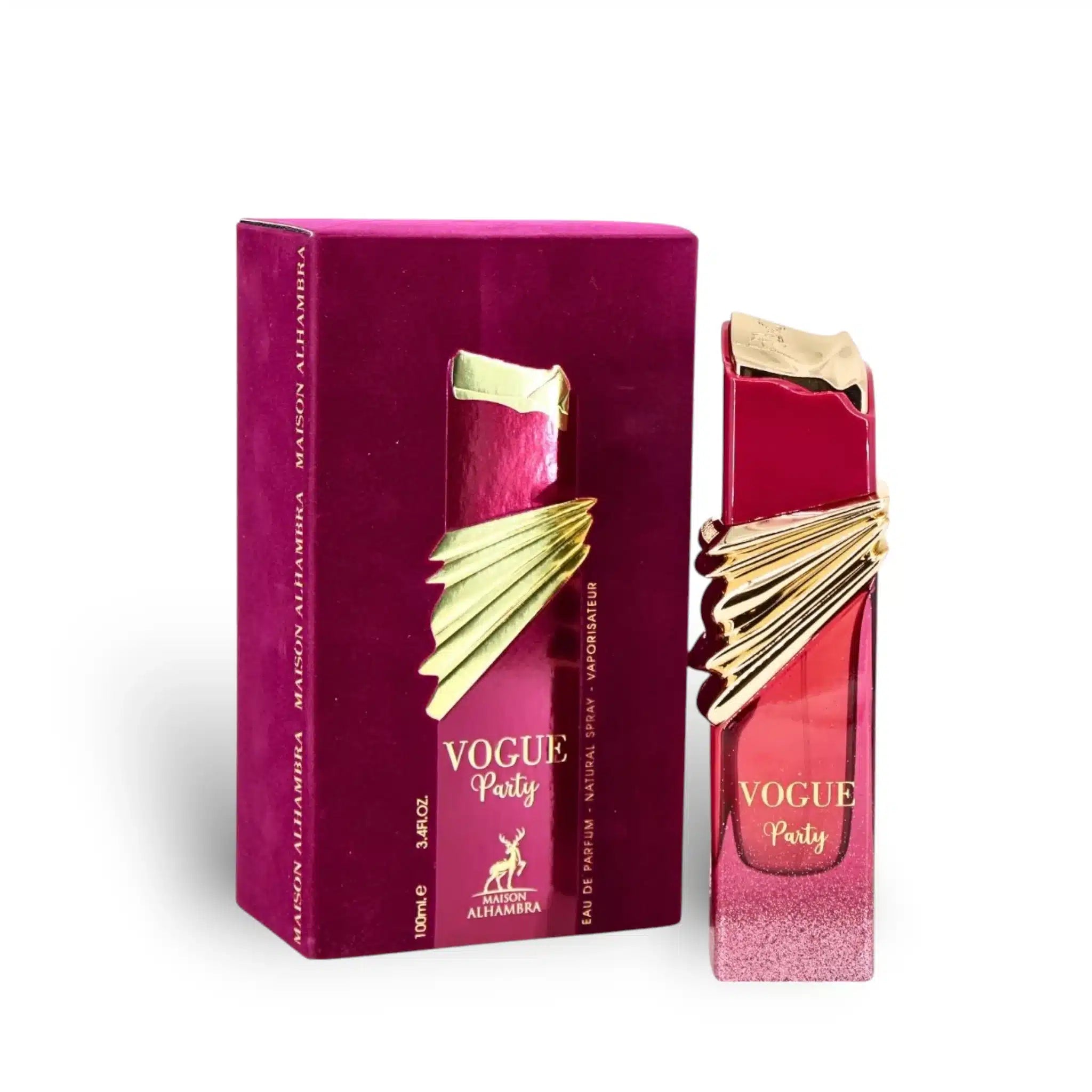 Vogue Party 100ml Eau de Parfum by Maison Alhambra bottle and box
