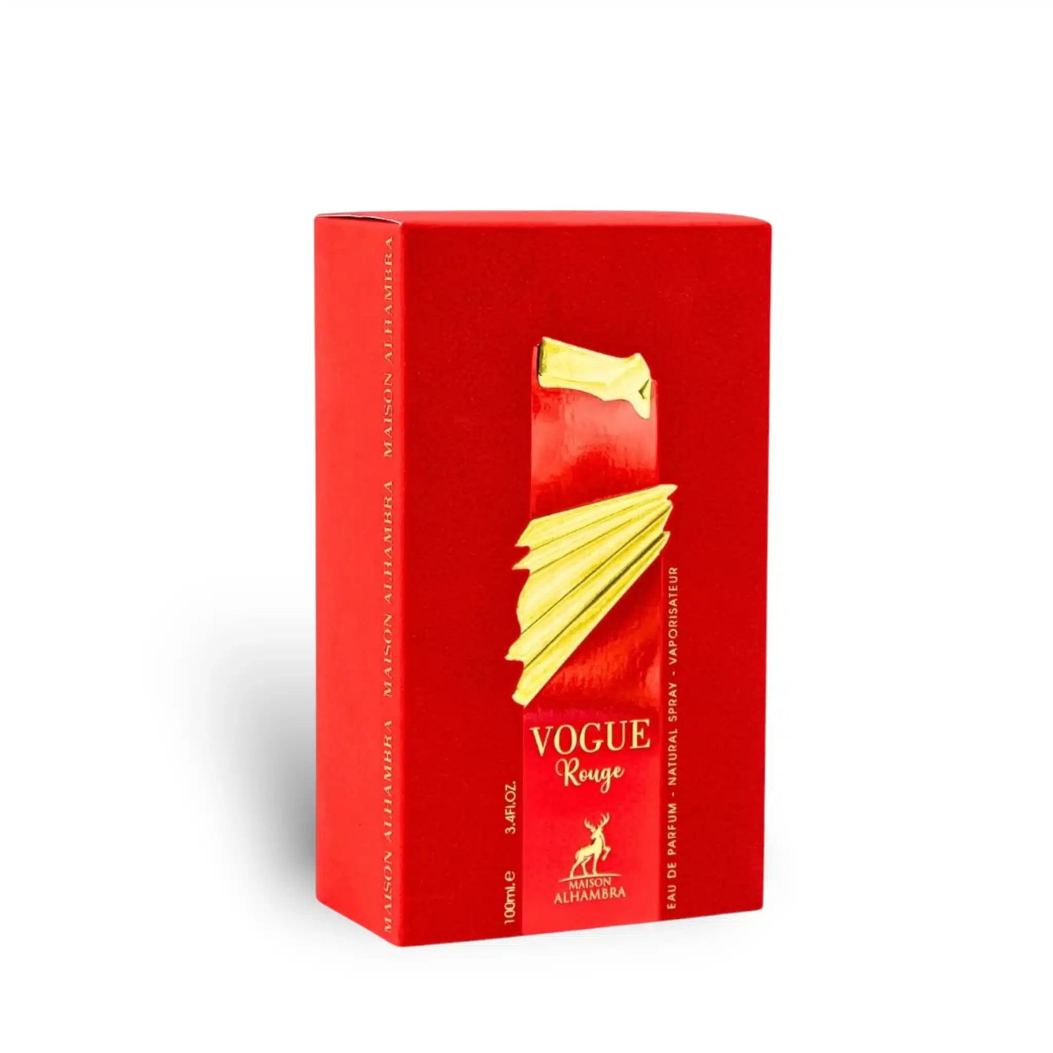 Vogue Rouge 100ml Eau de Parfum by Maison Alhambra perfume bottle close up