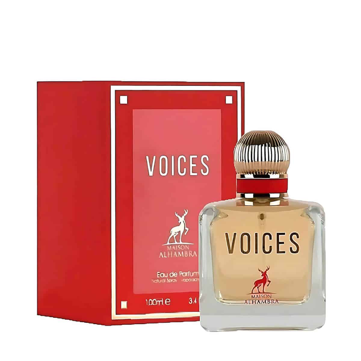 Voices 100ml Eau de Parfum by Maison Alhambra bottle and box
