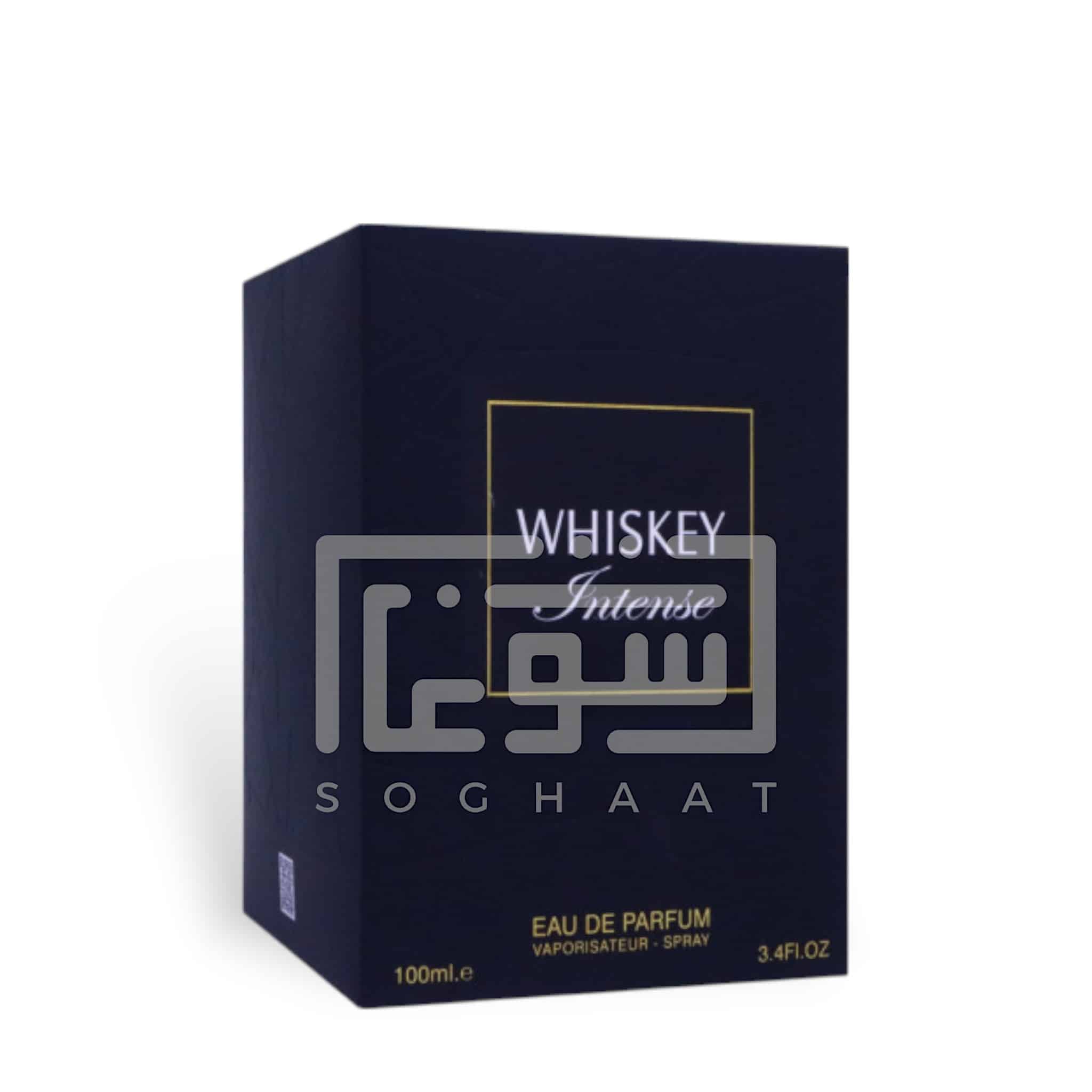Whiskey Intense100ml Eau de Parfum by Fragrance World perfume bottle close up