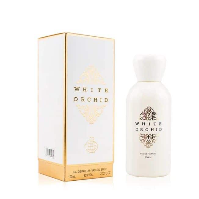 White Orchid 100ml Eau de Parfum by Fragrance World bottle and box