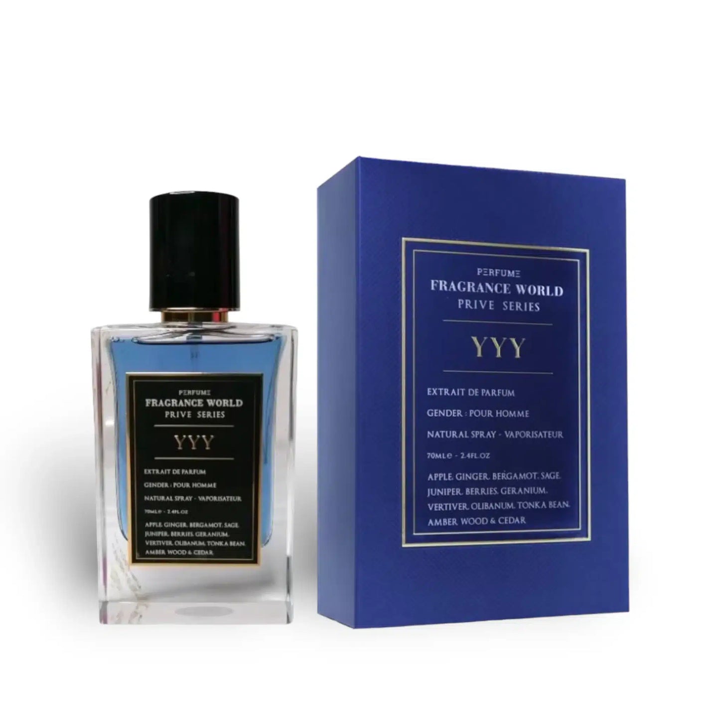 YYY (Prive Series) 70ml Eau de Parfum by Fragrance World bottle and box