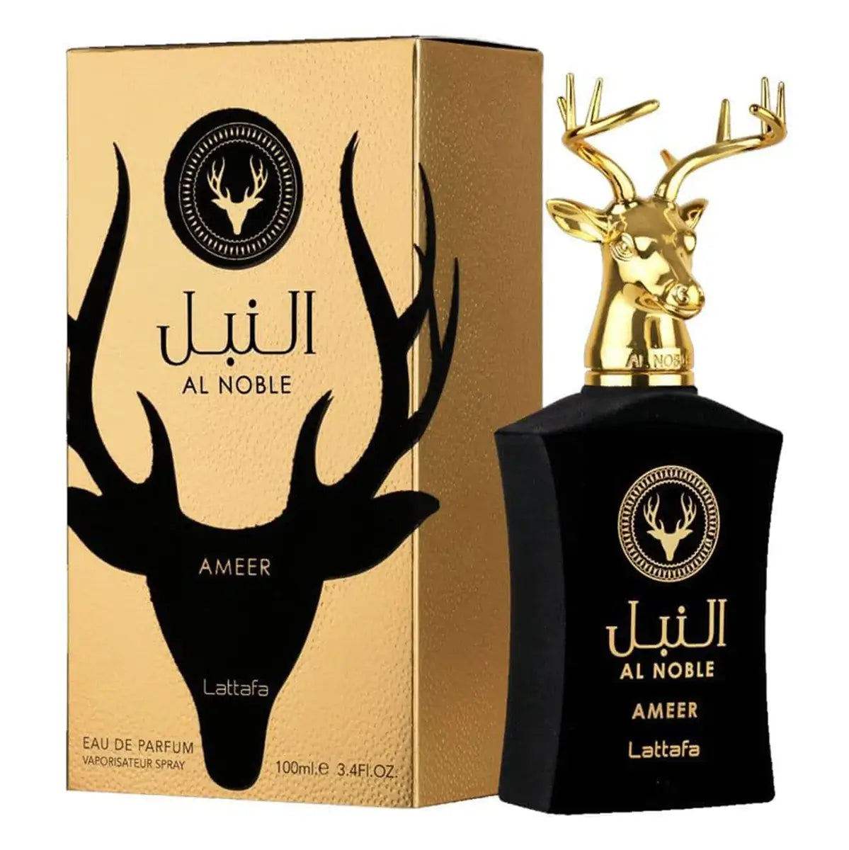 Al Noble Ameer 100ml Eau de Parfum by Lattafa bottle and box