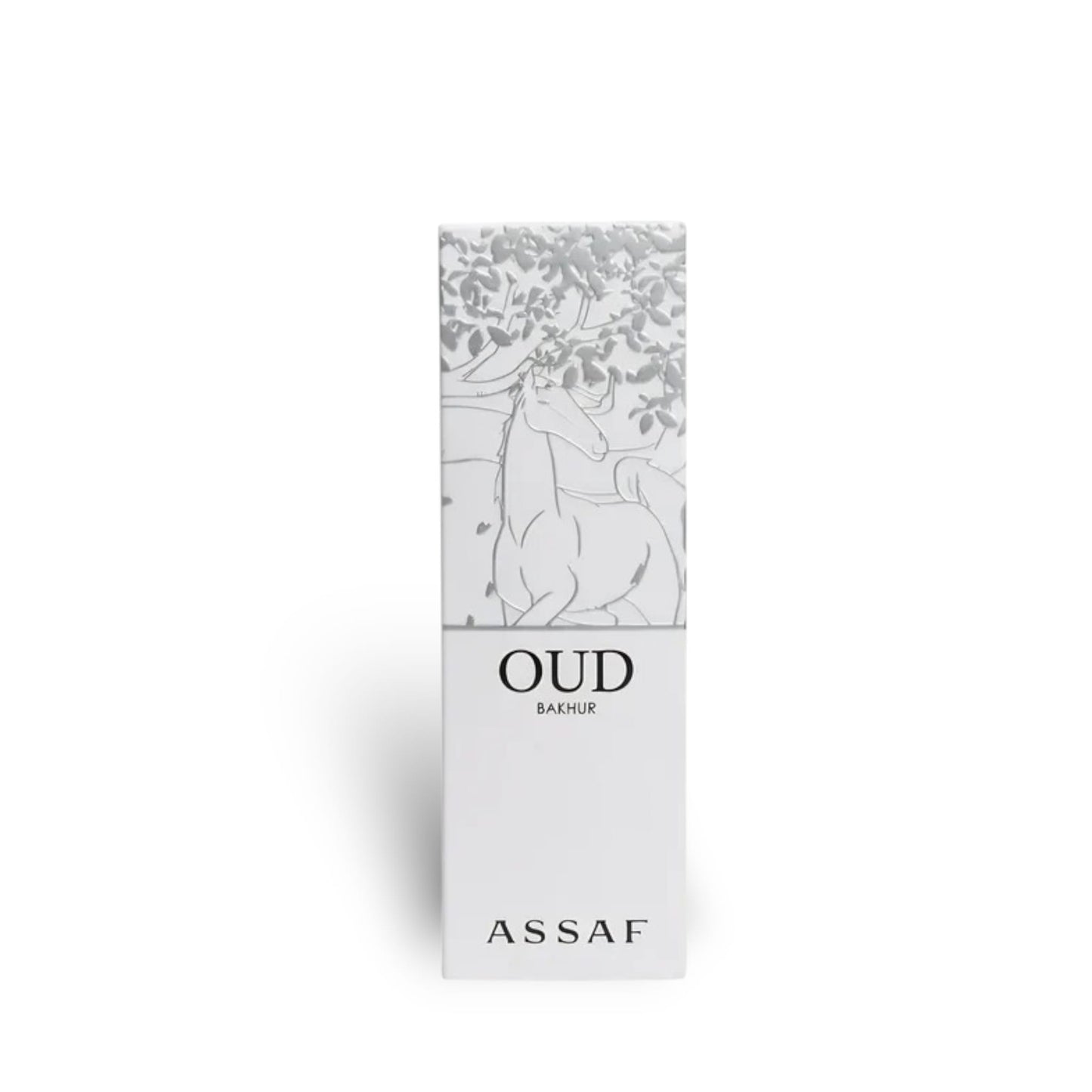 Close-up packaging box detail of Arrogate Oud Bakhur Eau de Parfum