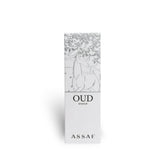 Close-up packaging box detail of Arrogate Oud Bakhur Eau de Parfum