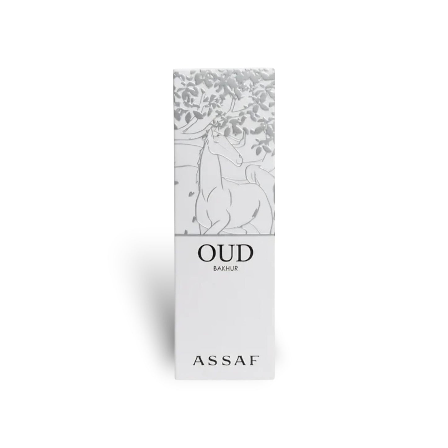Close-up packaging box detail of Arrogate Oud Bakhur Eau de Parfum