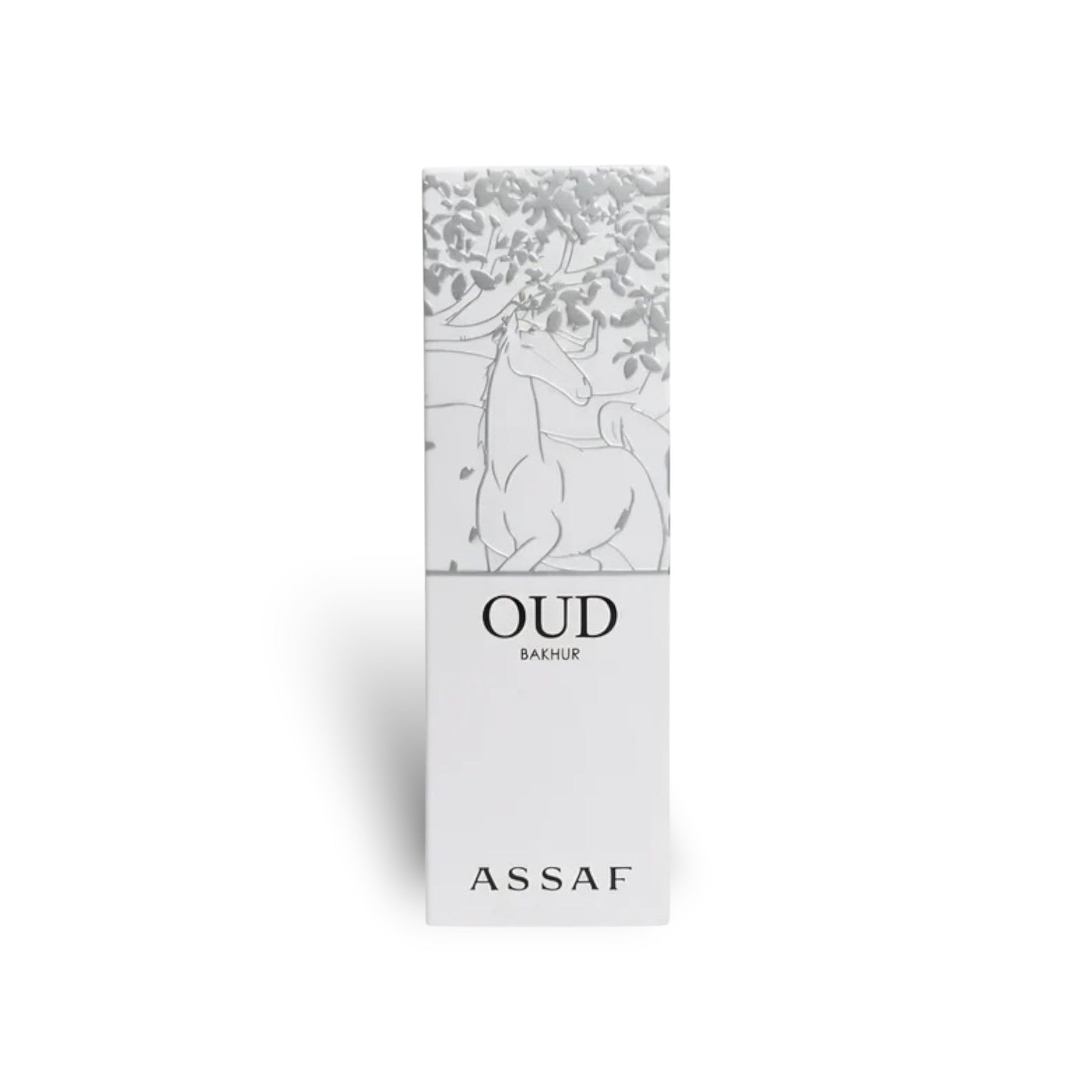 Close-up packaging box detail of Arrogate Oud Bakhur Eau de Parfum